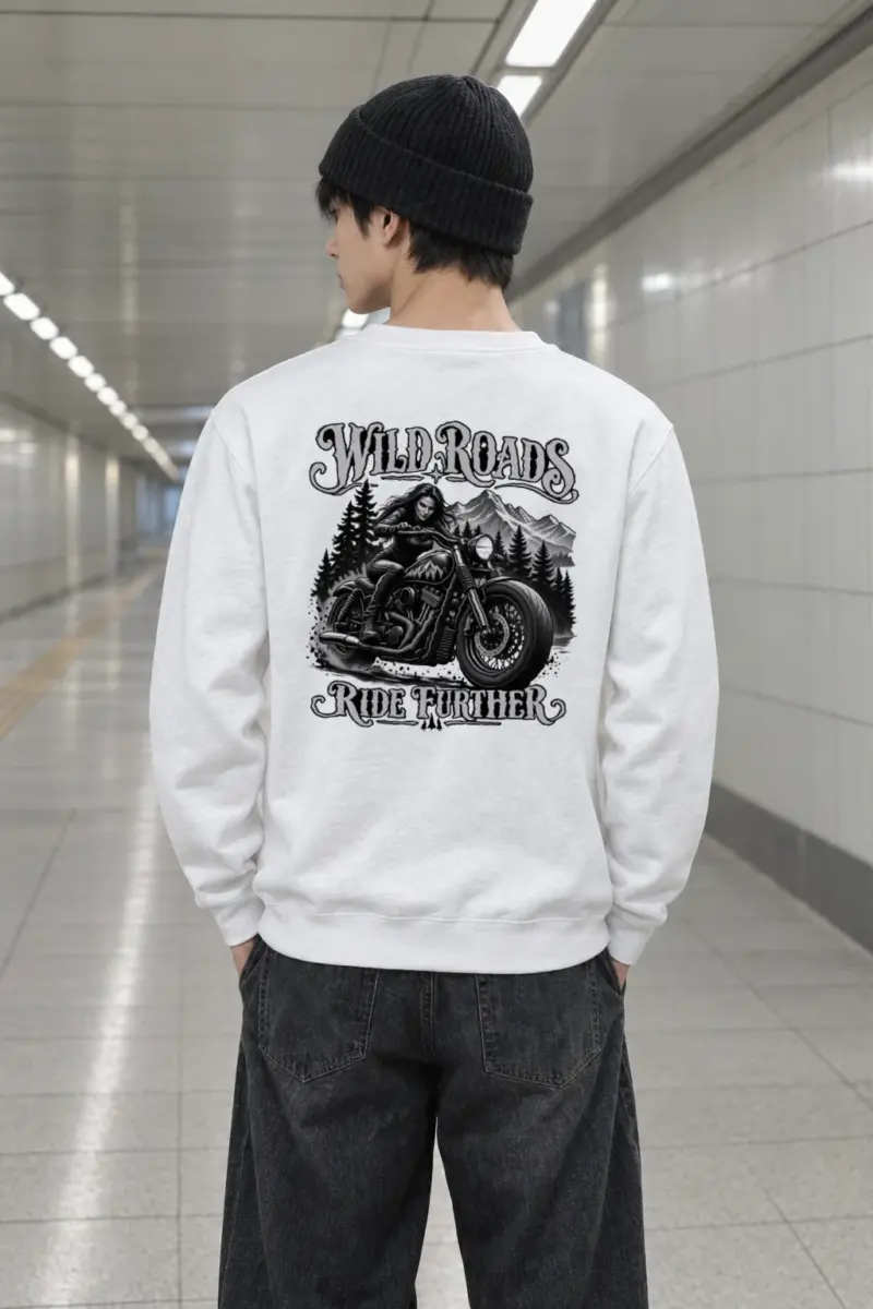 "Wild Roads Ride Further" Heavy Blend Unisex Crewneck Sweatshirt