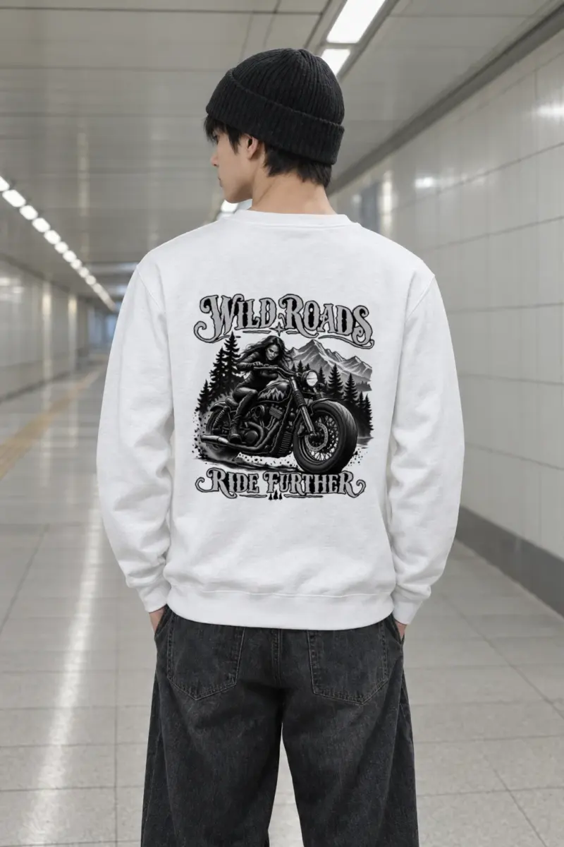 "Wild Roads Ride Further" Heavy Blend Unisex Crewneck Sweatshirt
