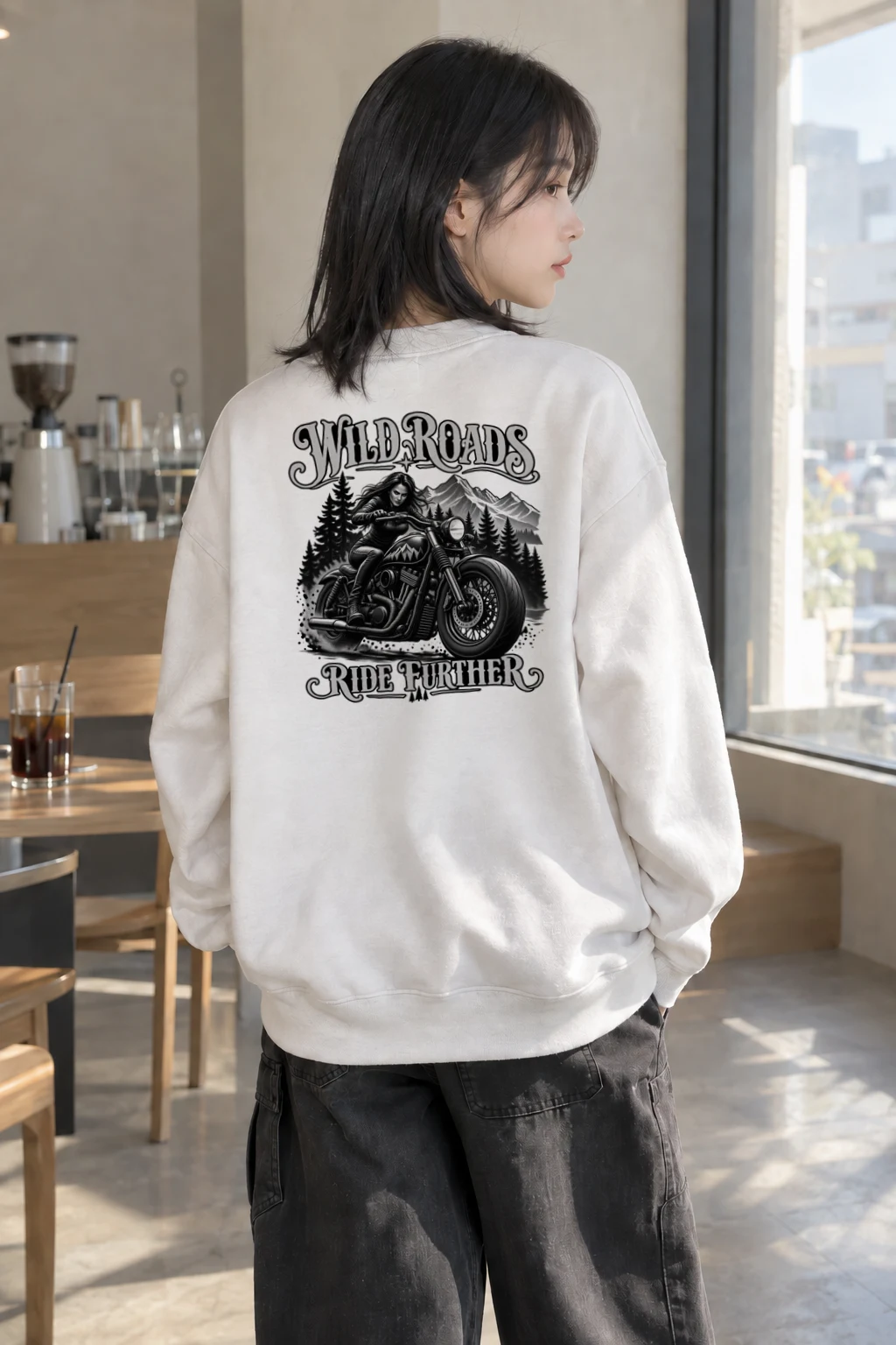 "Wild Roads Ride Further" Heavy Blend Unisex Crewneck Sweatshirt | Gildan 18000