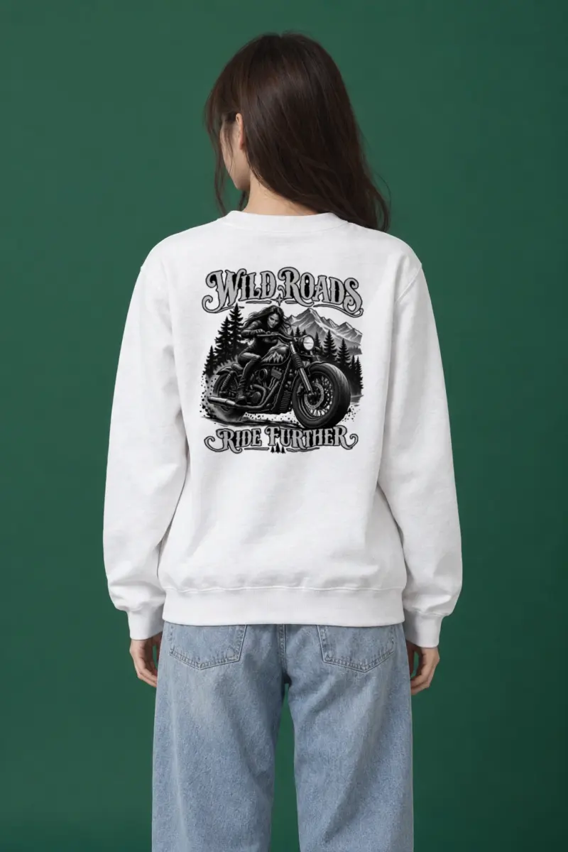 "Wild Roads Ride Further" Heavy Blend Unisex Crewneck Sweatshirt | Gildan 18000
