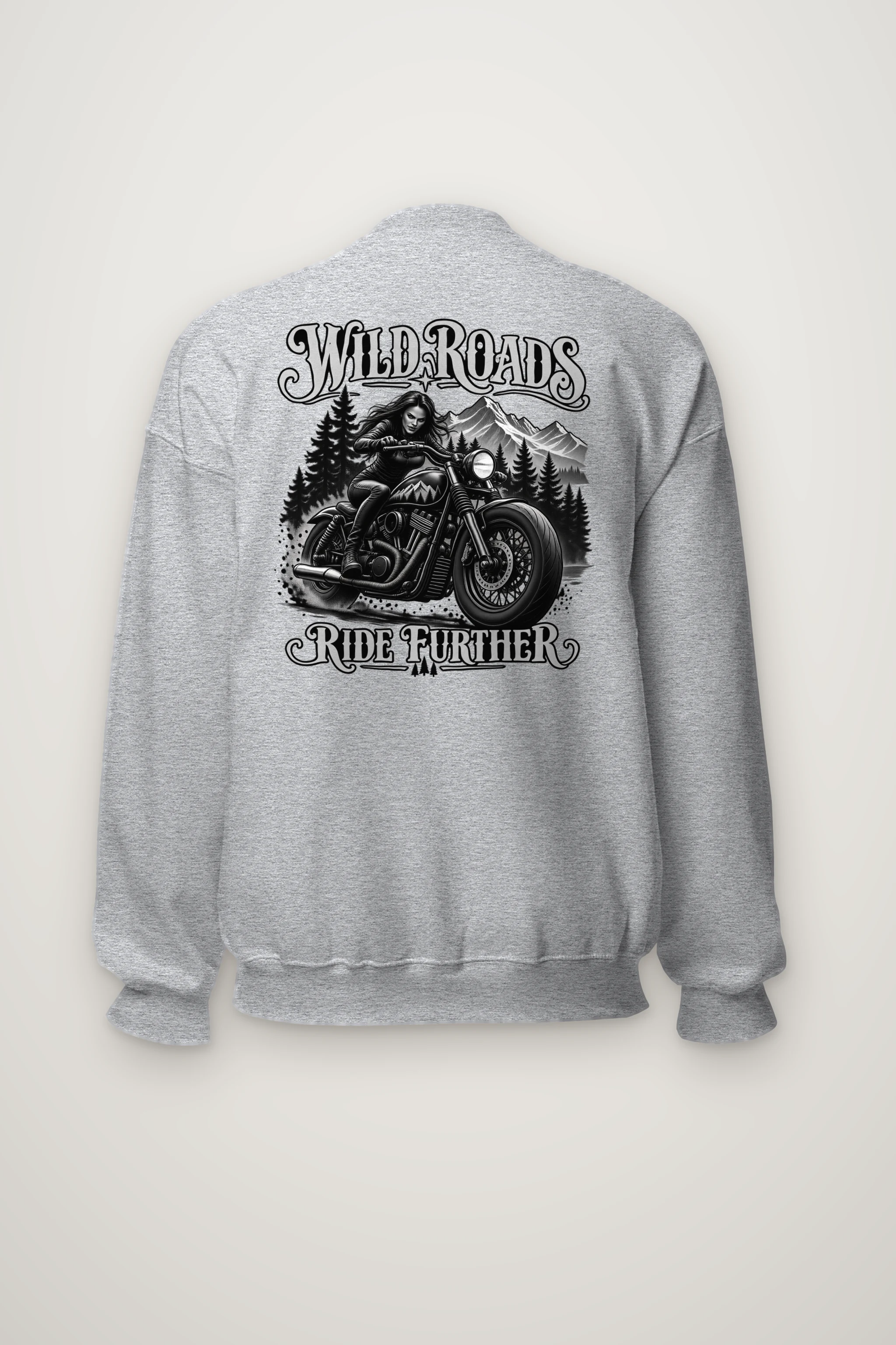 "Wild Roads Ride Further" Heavy Blend Unisex Crewneck Sweatshirt