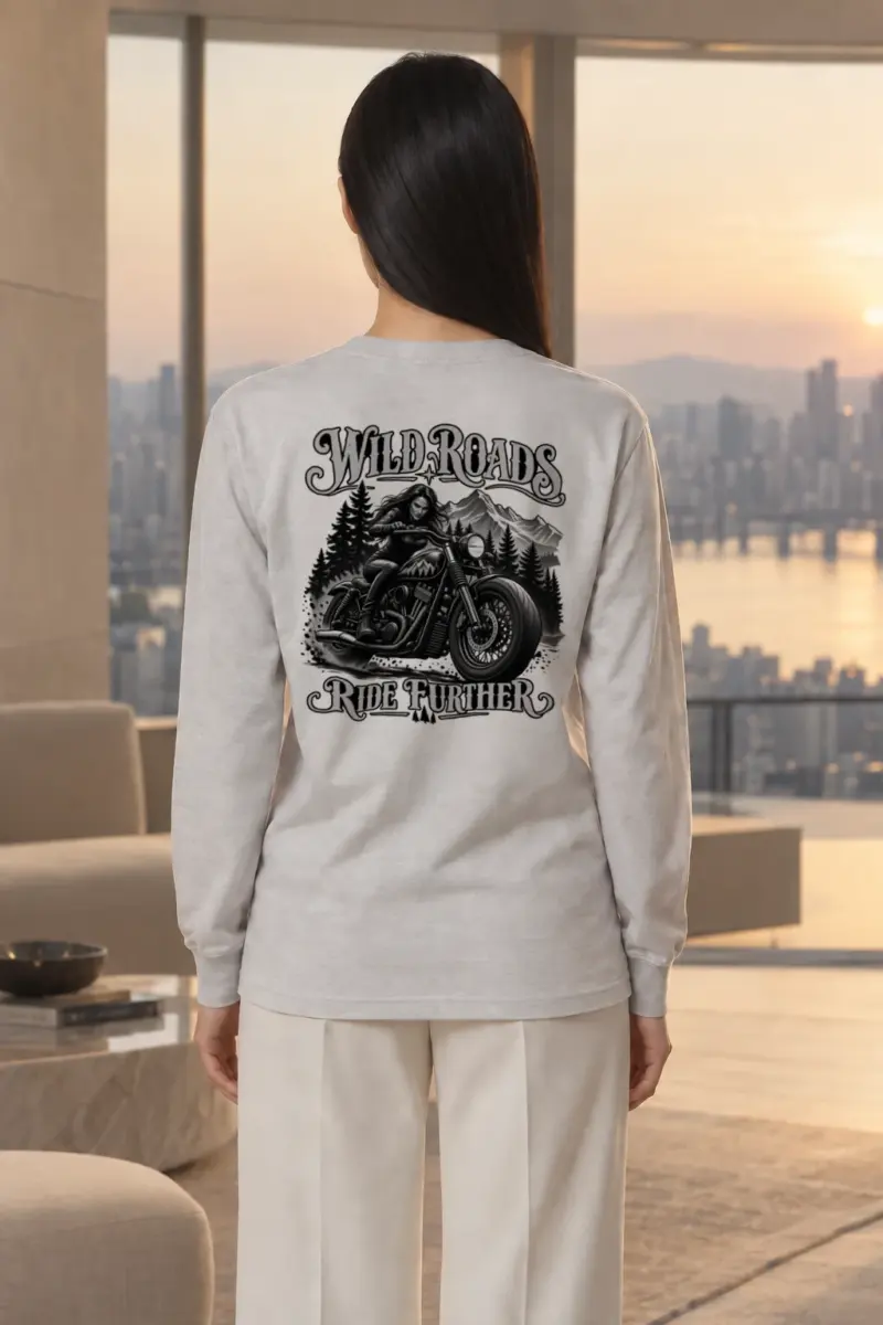 "Wild Roads Ride Further" Unisex Longsleeve T-shirt | Gildan 2400