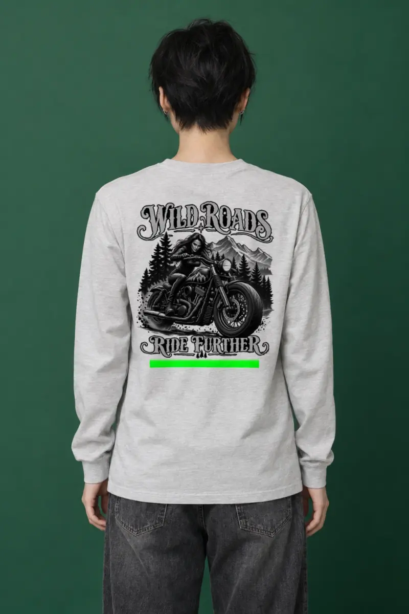 "Wild Roads Ride Further" Unisex Longsleeve T-shirt | Gildan 2400