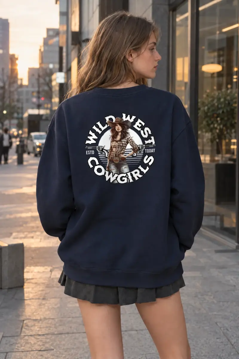 “Wild West Cowgirl” Heavy Blend Unisex Crewneck Sweatshirt | Gildan 18000
