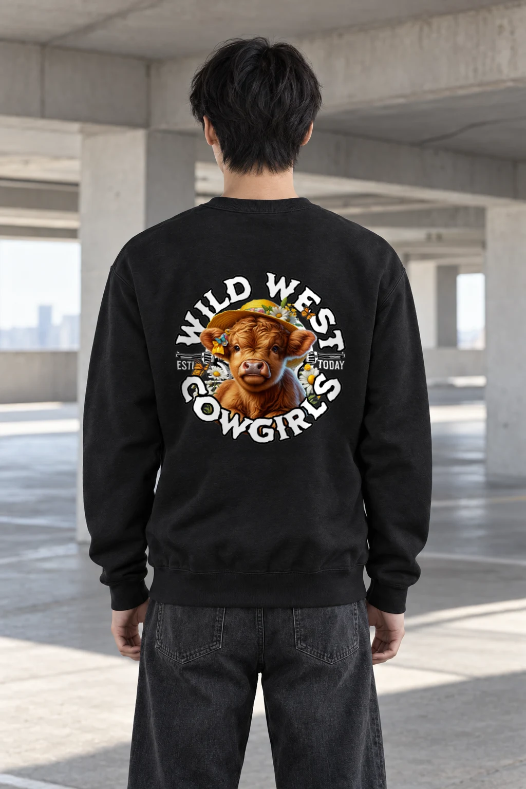 "Wild West Cowgirl" Heavy Blend Unisex Crewneck Sweatshirt | Gildan 18000