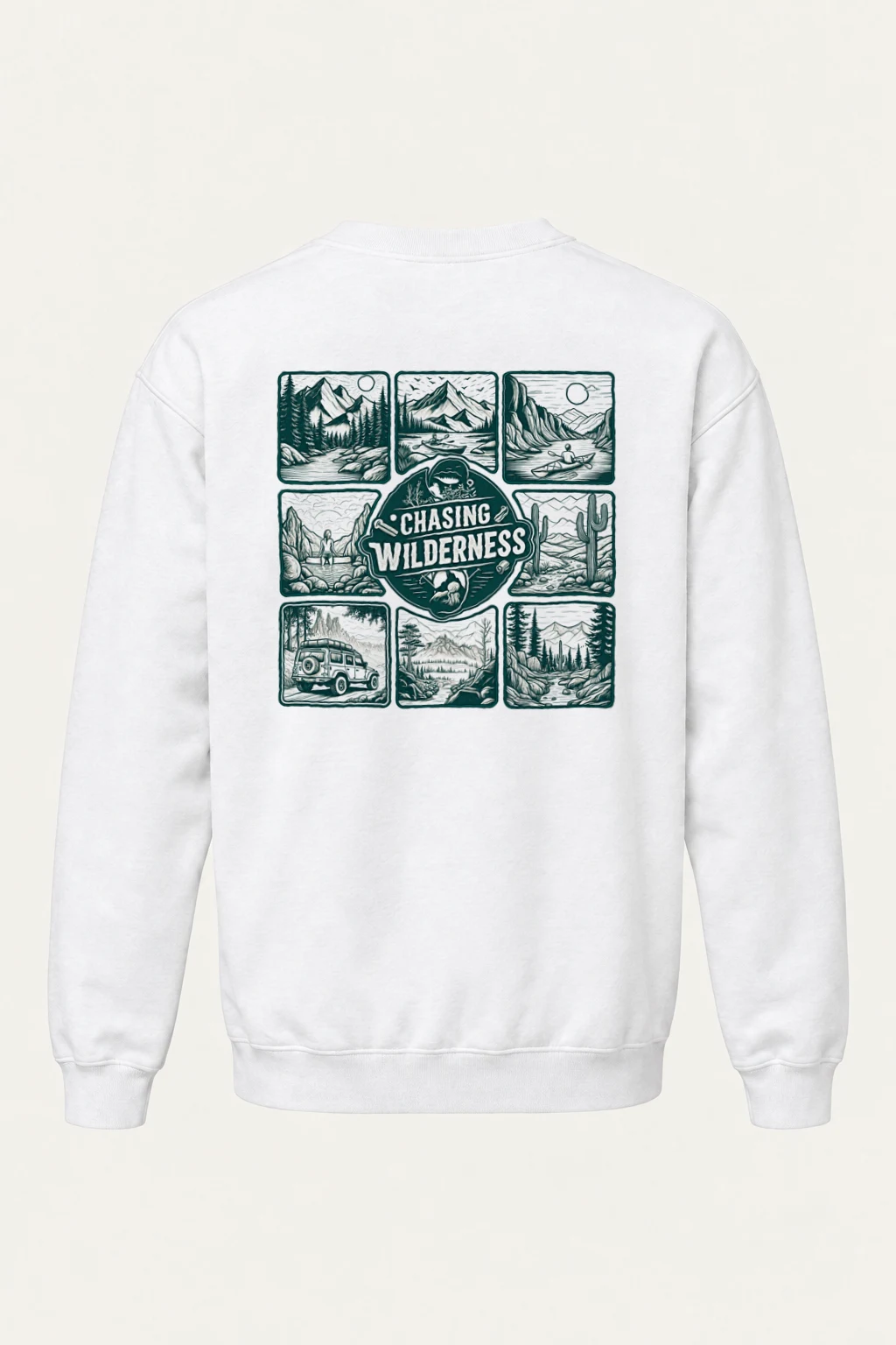 "Wilderness Badge" Heavy Blend Unisex Crewneck Sweatshirt | Gildan 18000