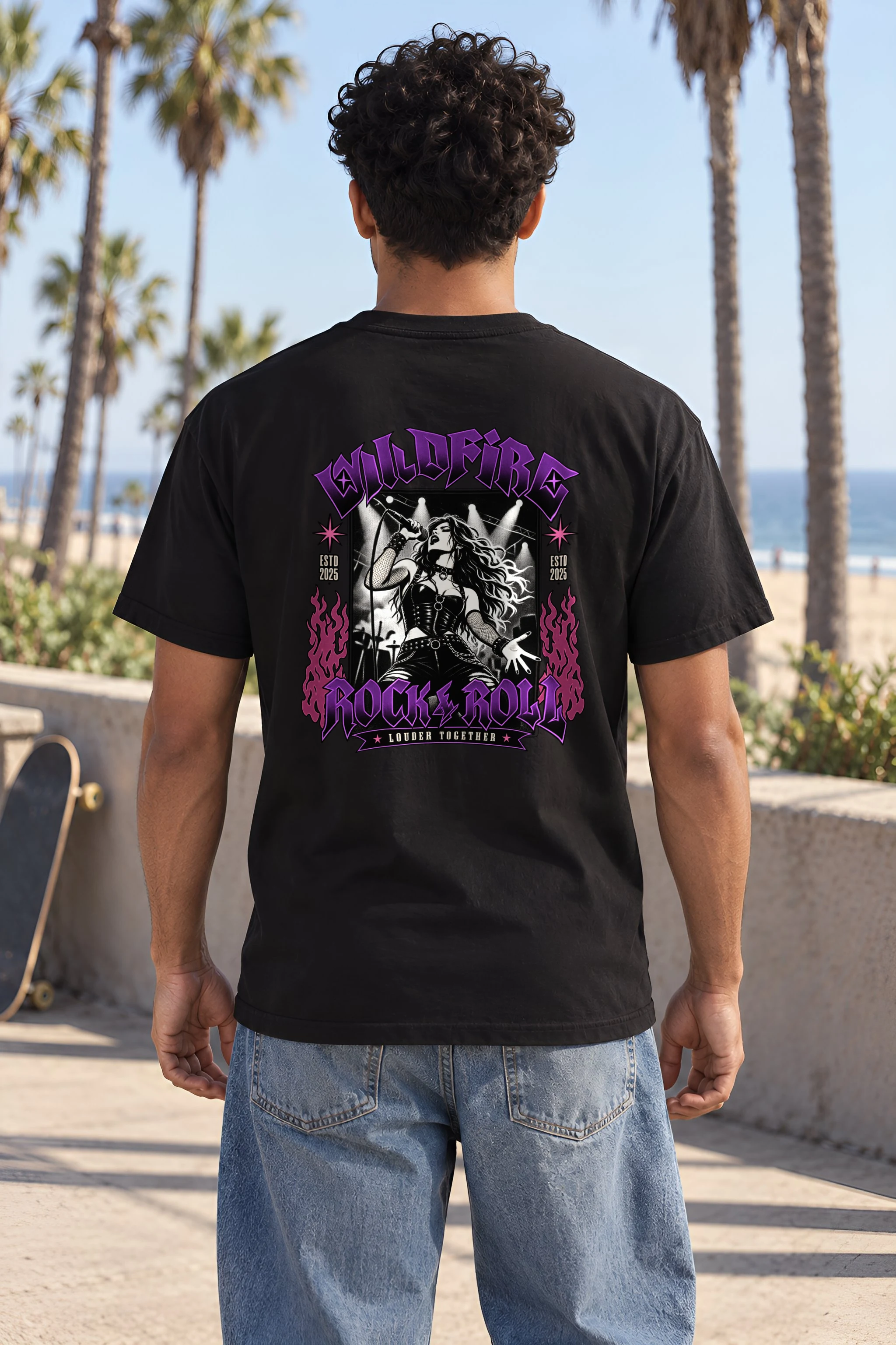 "Wildfire Rock & Roll" Heavyweight Unisex Crewneck T-shirt