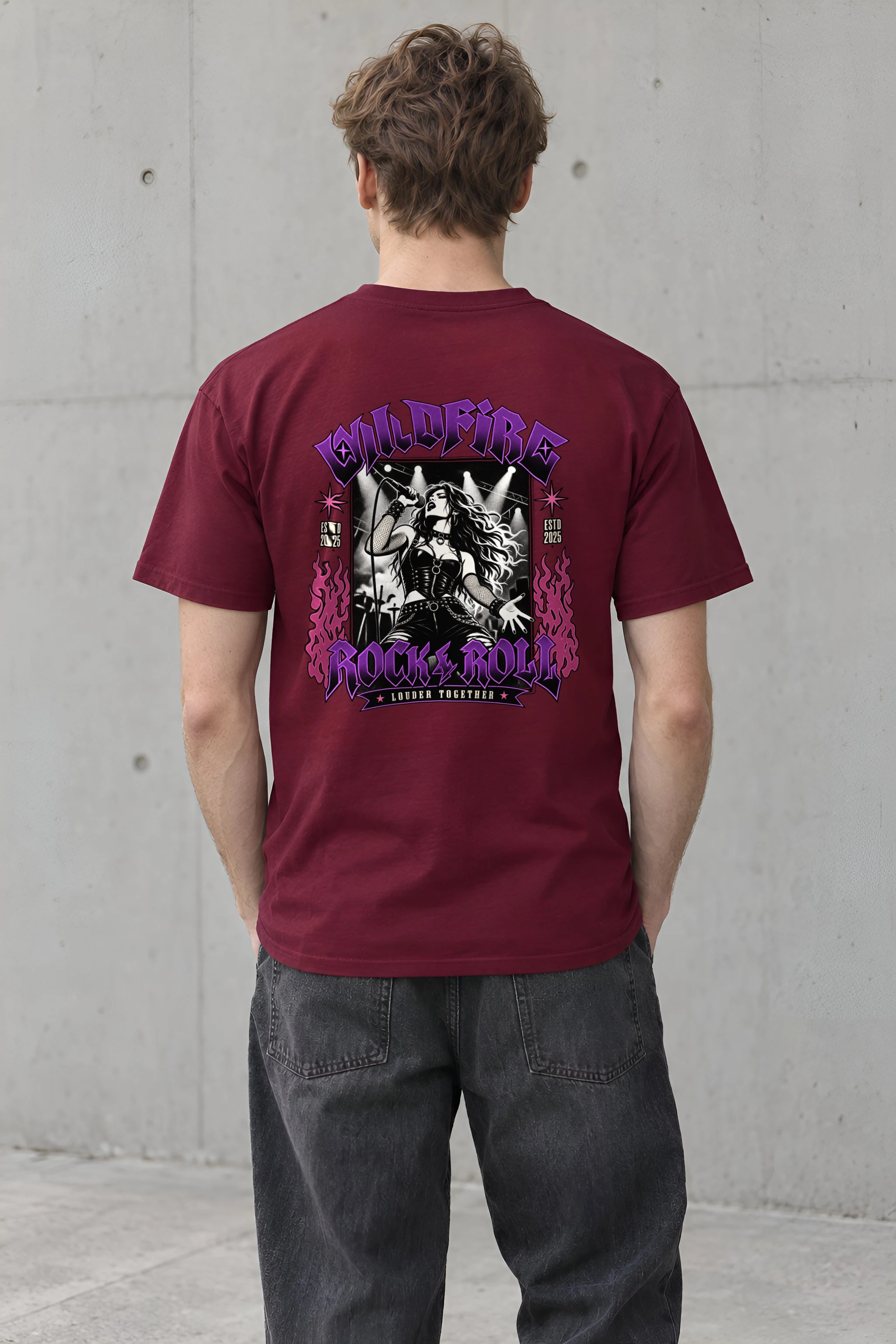 "Wildfire Rock & Roll" Heavyweight Unisex Crewneck T-shirt