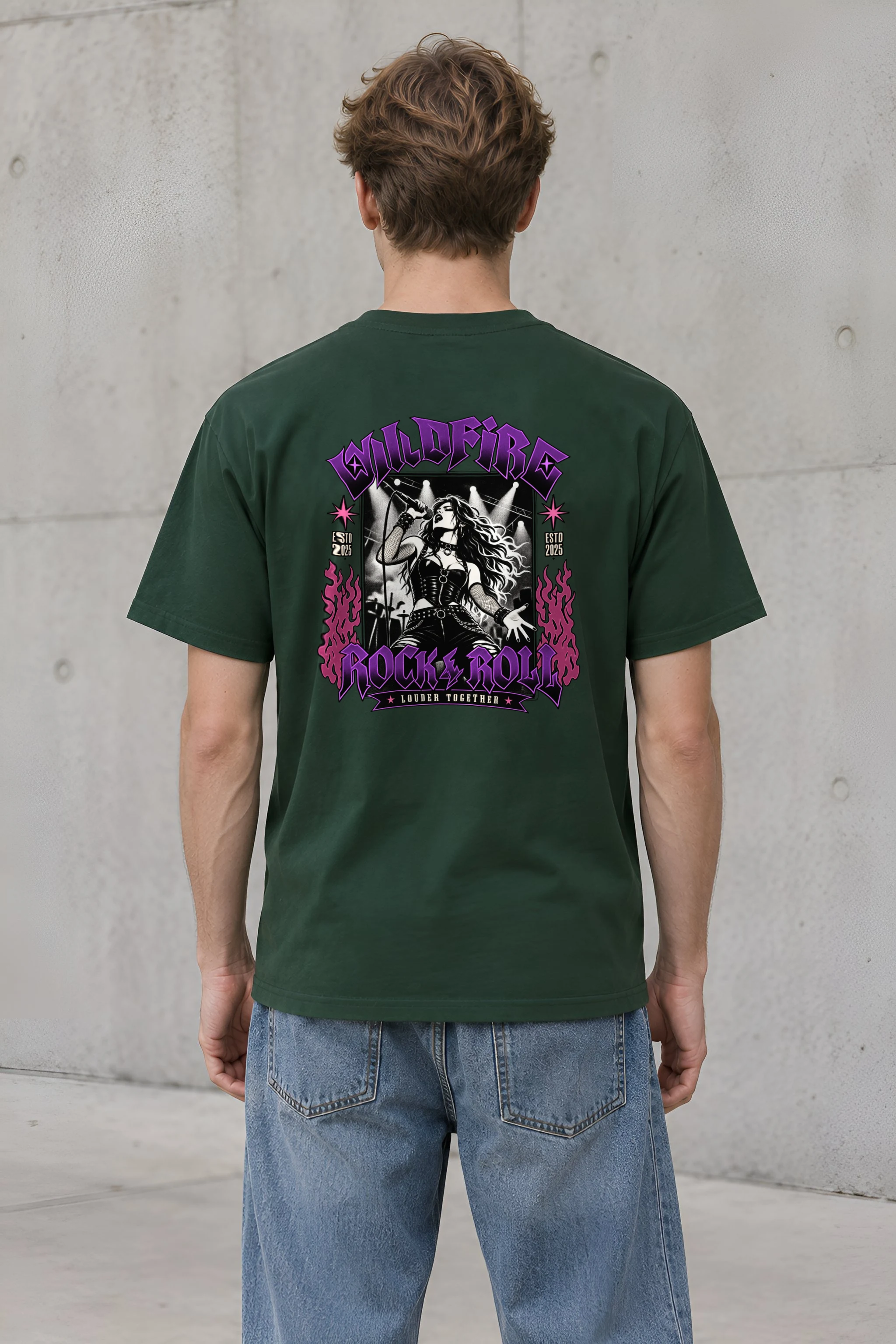 "Wildfire Rock & Roll" Heavyweight Unisex Crewneck T-shirt