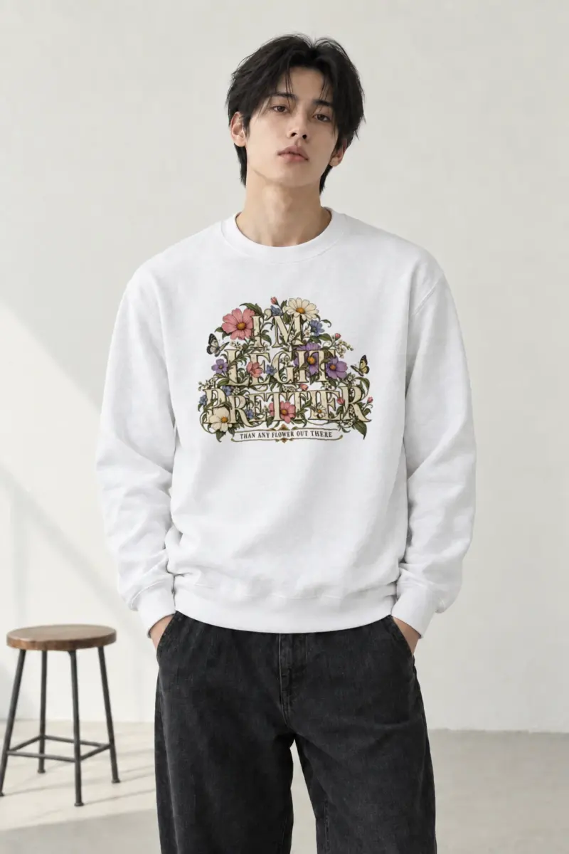 "Wildflower Butterfly Typography" Heavy Blend Unisex Crewneck Sweatshirt | Gildan 18000