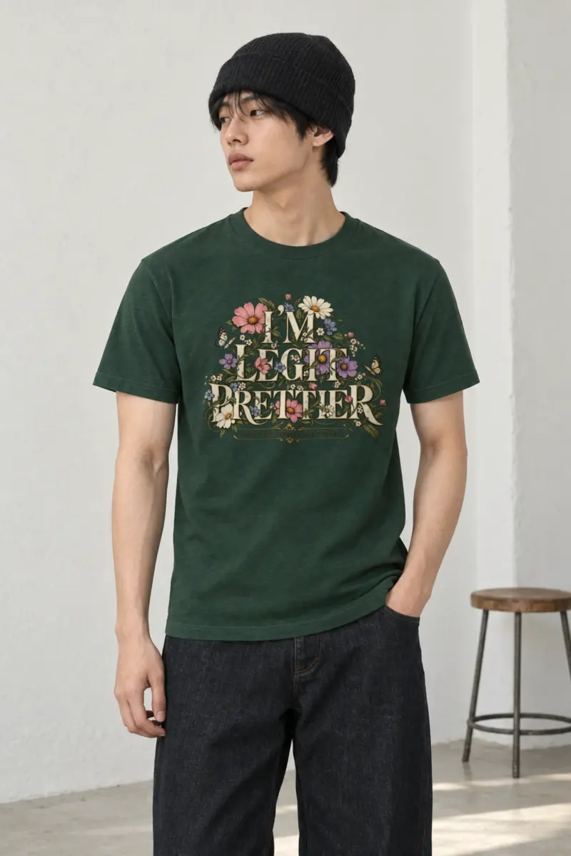 "Wildflower Butterfly Typography" Heavyweight Unisex Crewneck T-shirt