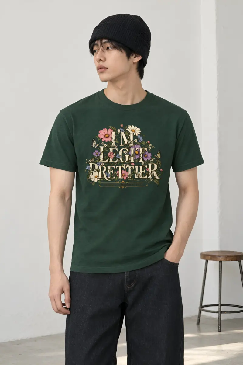 "Wildflower Butterfly Typography" Heavyweight Unisex Crewneck T-shirt