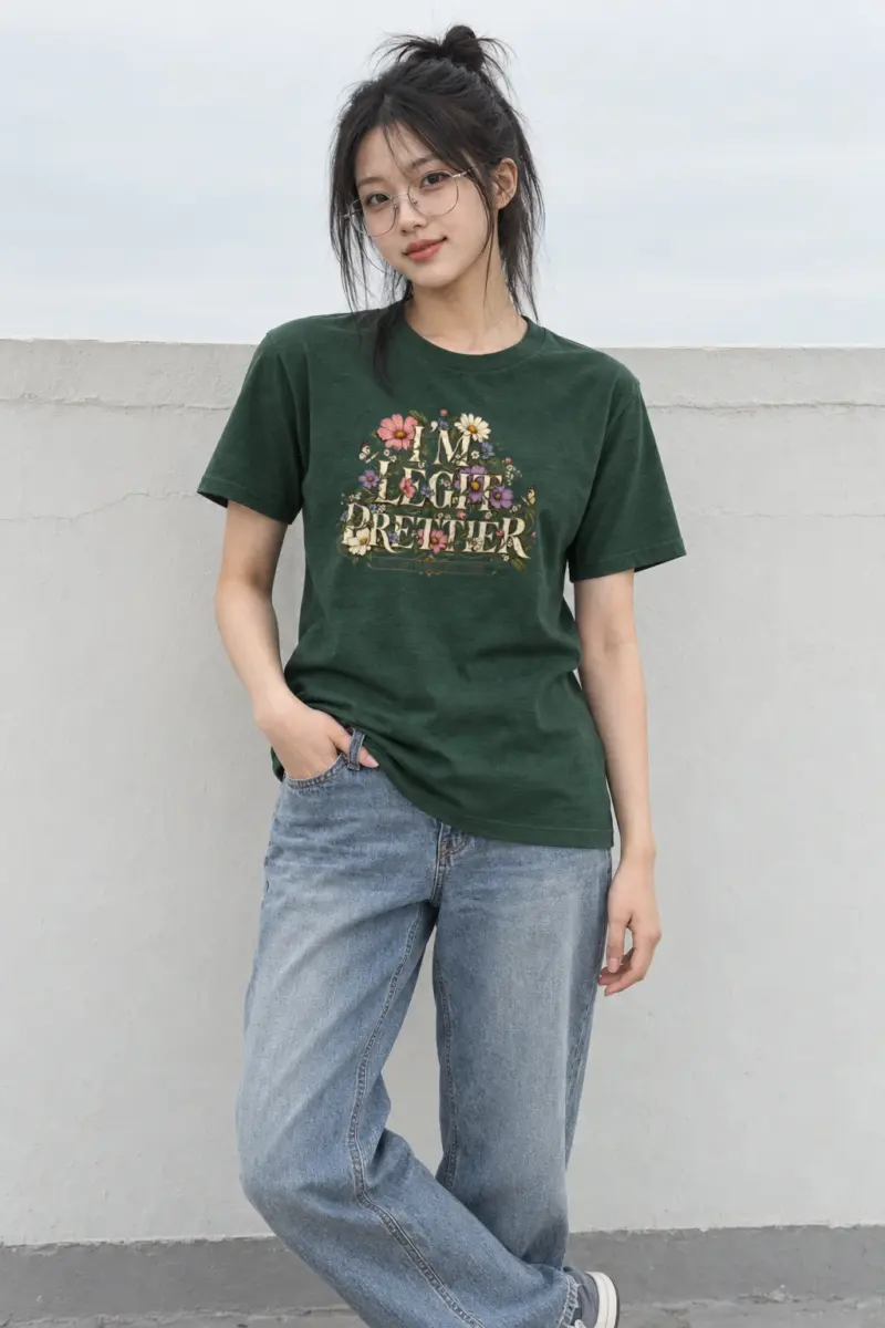 "Wildflower Butterfly Typography" Heavyweight Unisex Crewneck T-shirt