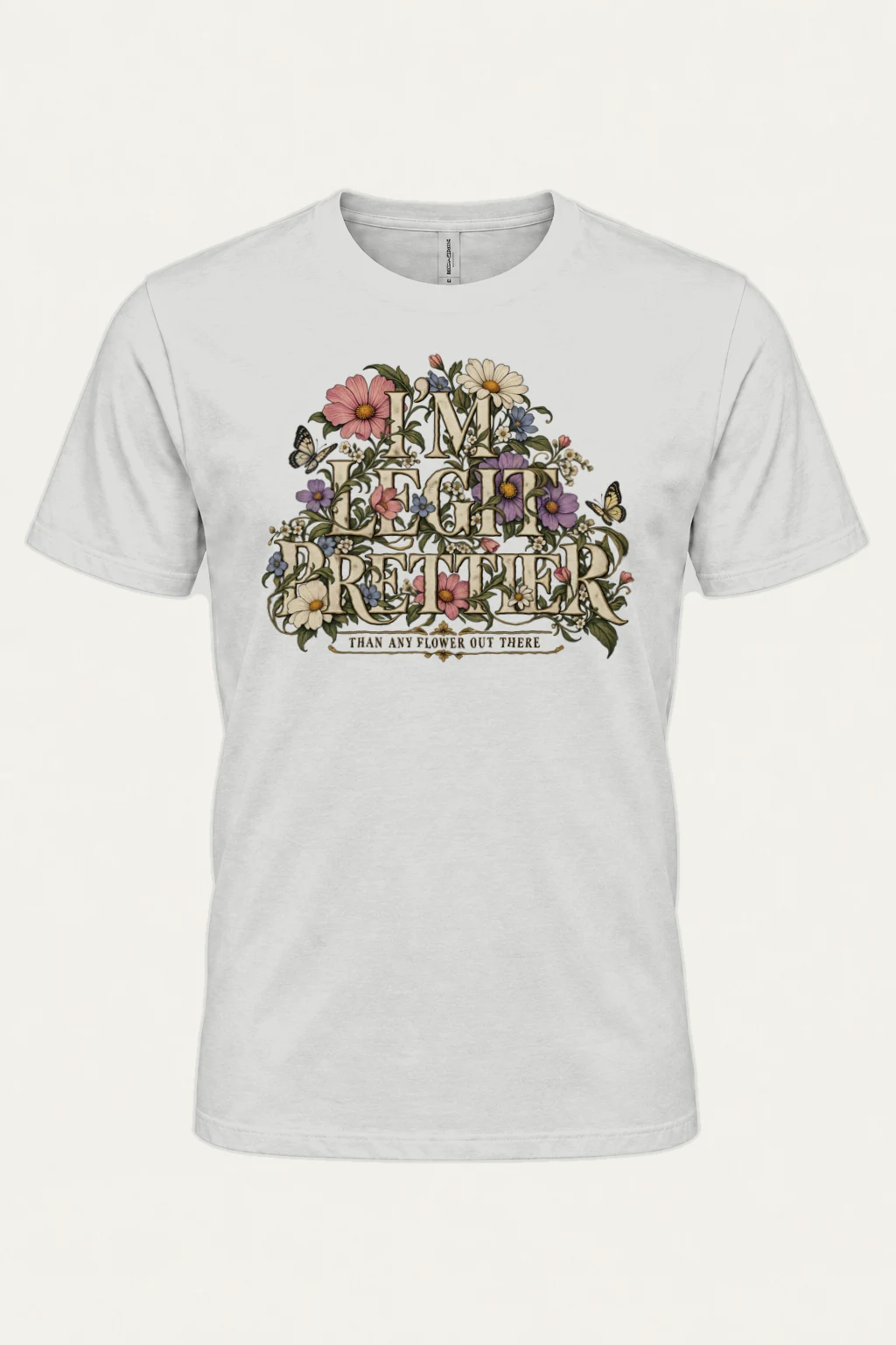 "Wildflower Butterfly Typography" Heavyweight Unisex Crewneck T-shirt | Gildan 5000