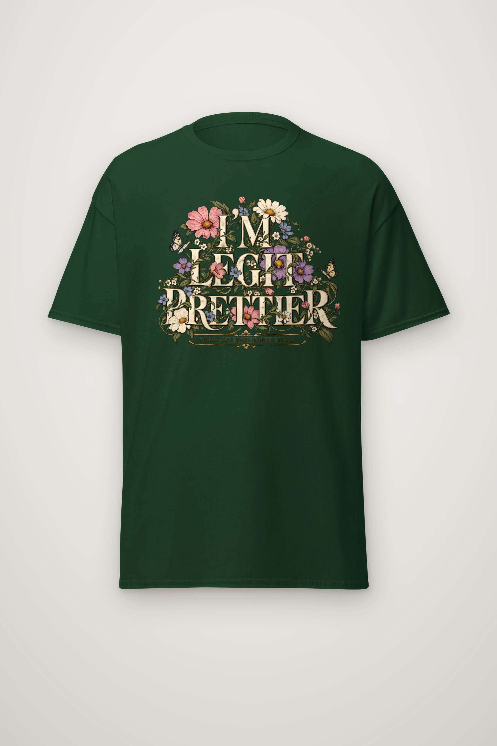 "Wildflower Butterfly Typography" Heavyweight Unisex Crewneck T-shirt