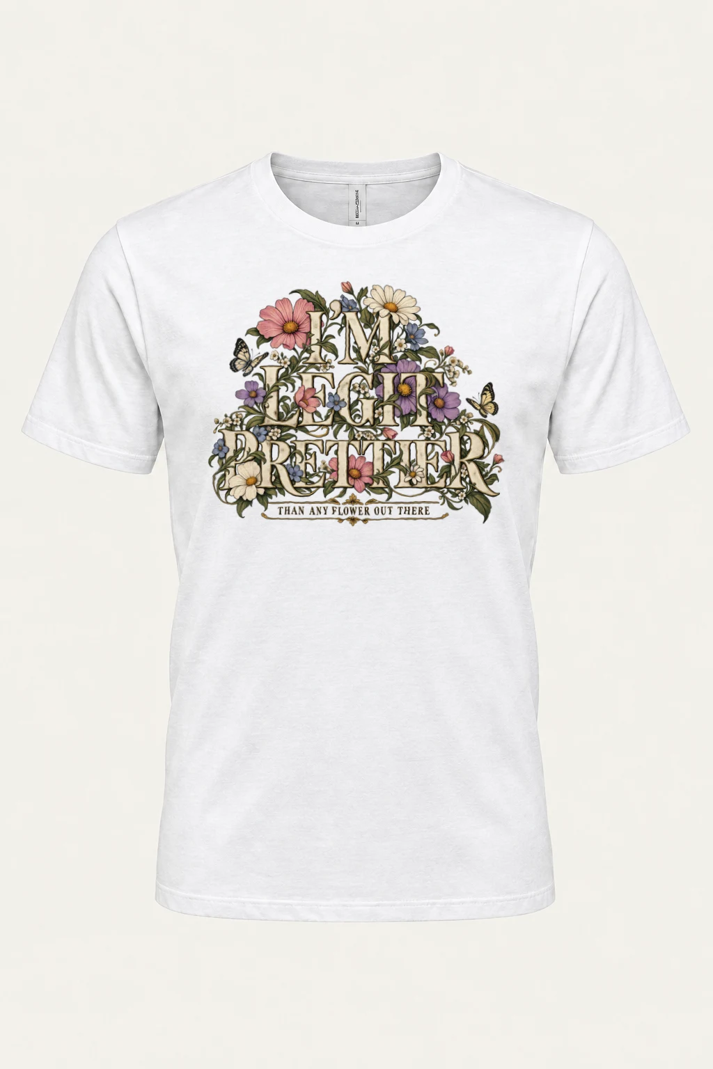 "Wildflower Butterfly Typography" Heavyweight Unisex Crewneck T-shirt | Gildan 5000