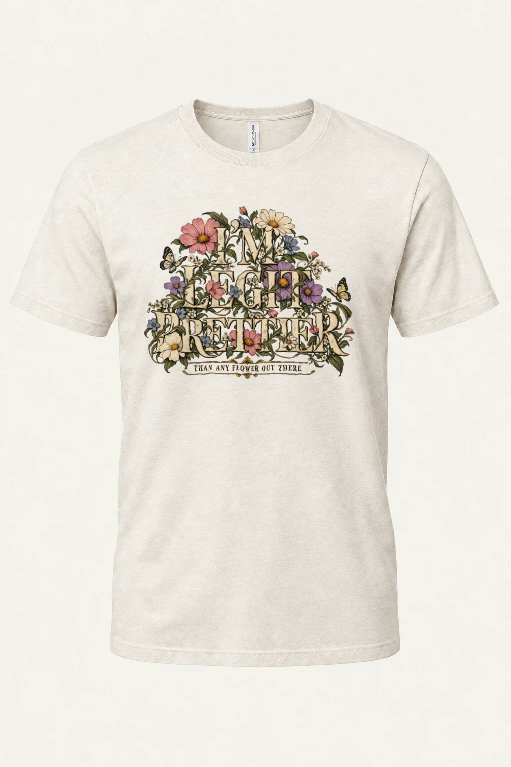 "Wildflower Butterfly Typography" Heavyweight Unisex Crewneck T-shirt | Gildan 5000