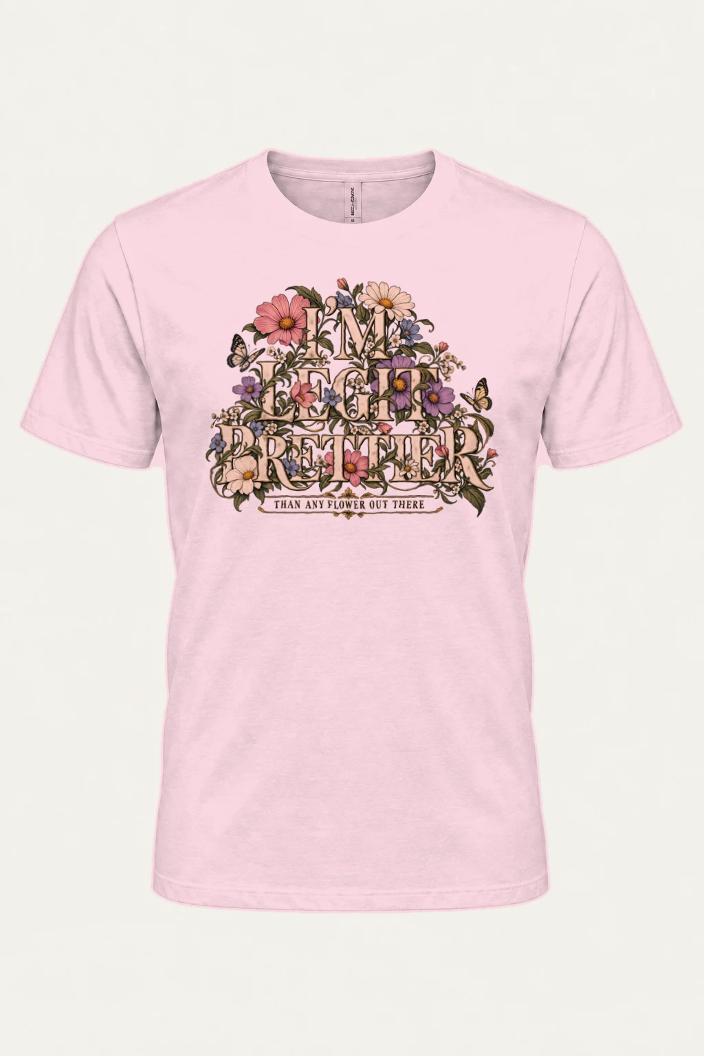 "Wildflower Butterfly Typography" Heavyweight Unisex Crewneck T-shirt | Gildan 5000