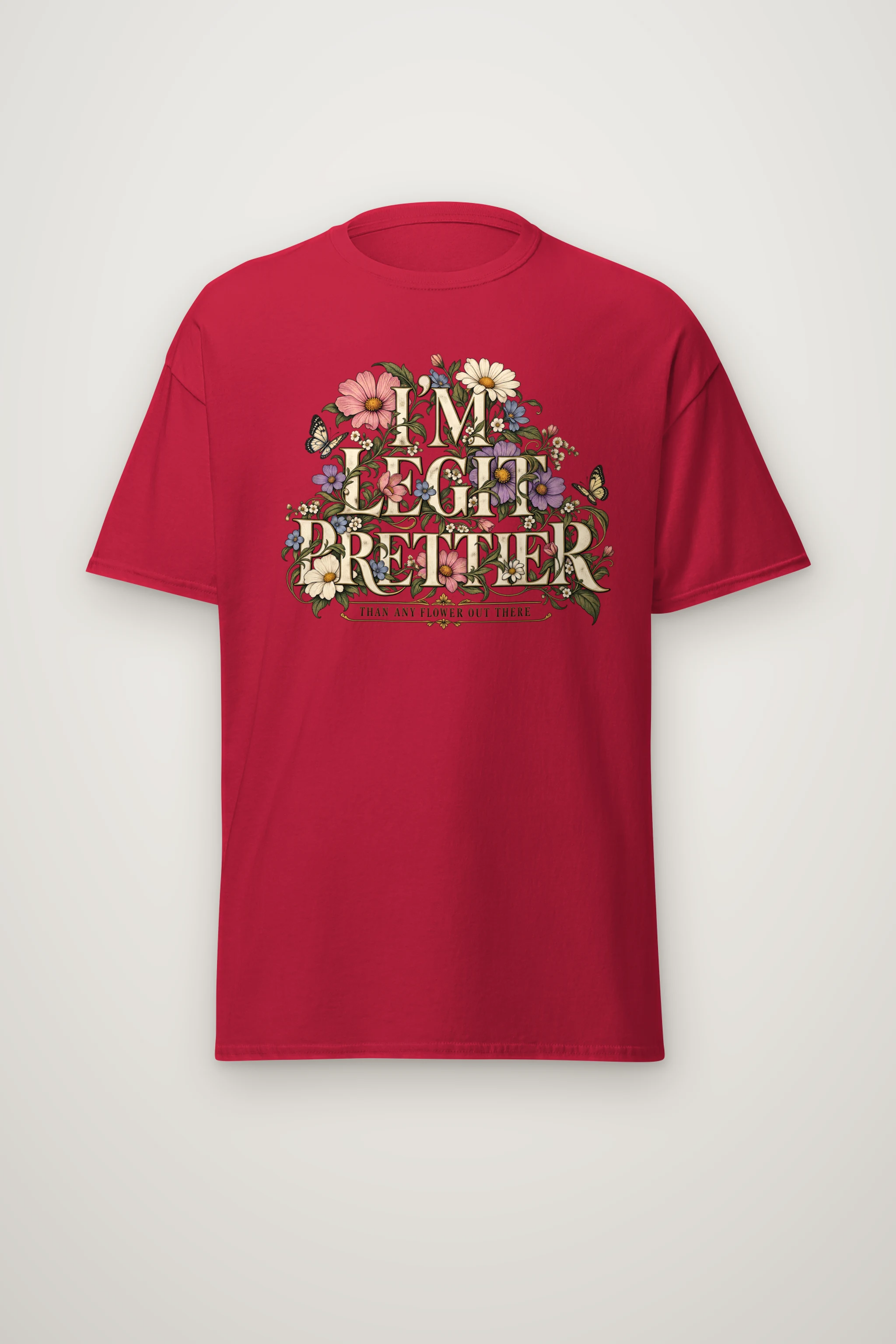 "Wildflower Butterfly Typography" Heavyweight Unisex Crewneck T-shirt