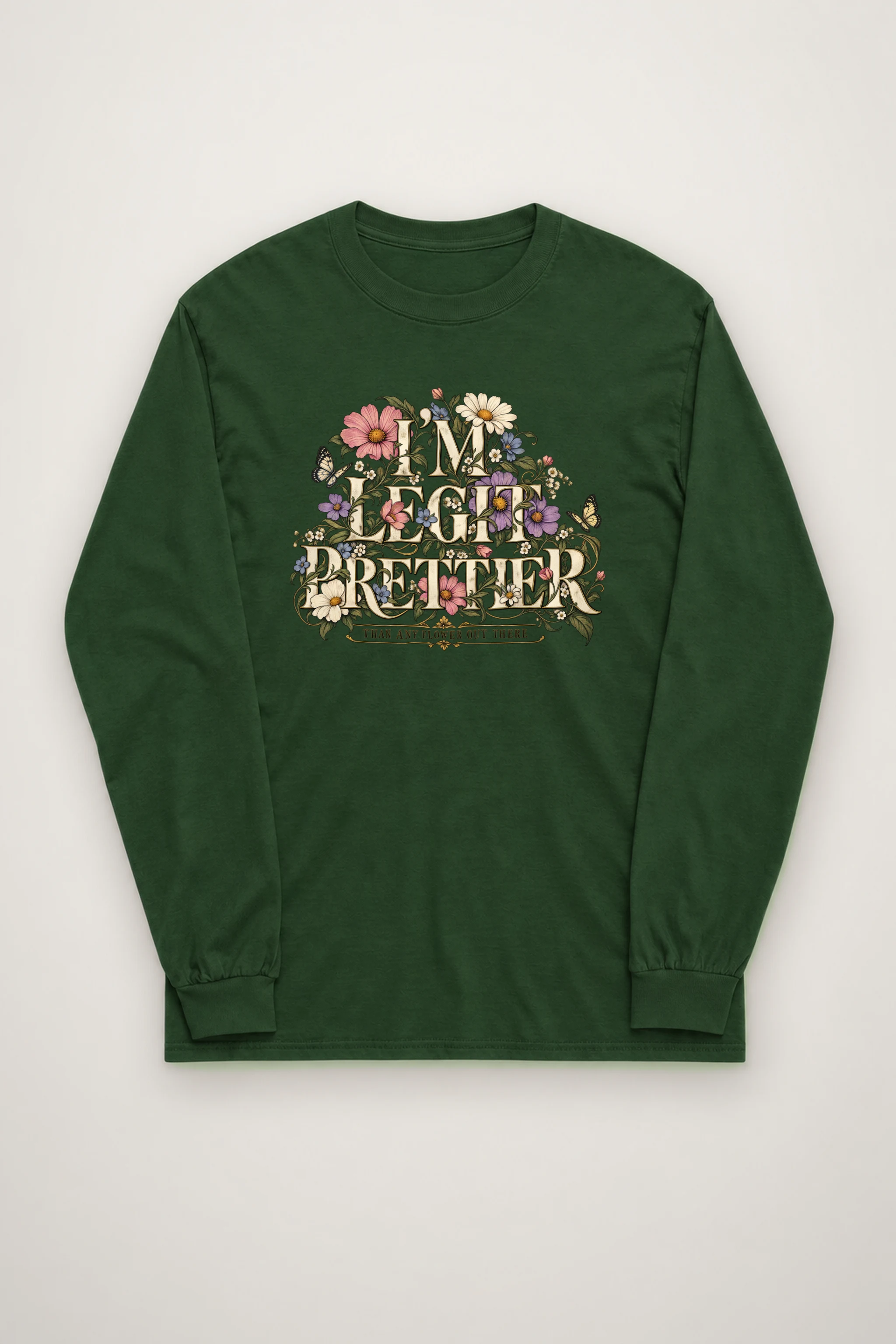 "Wildflower Butterfly Typography" Unisex Longsleeve T-shirt
