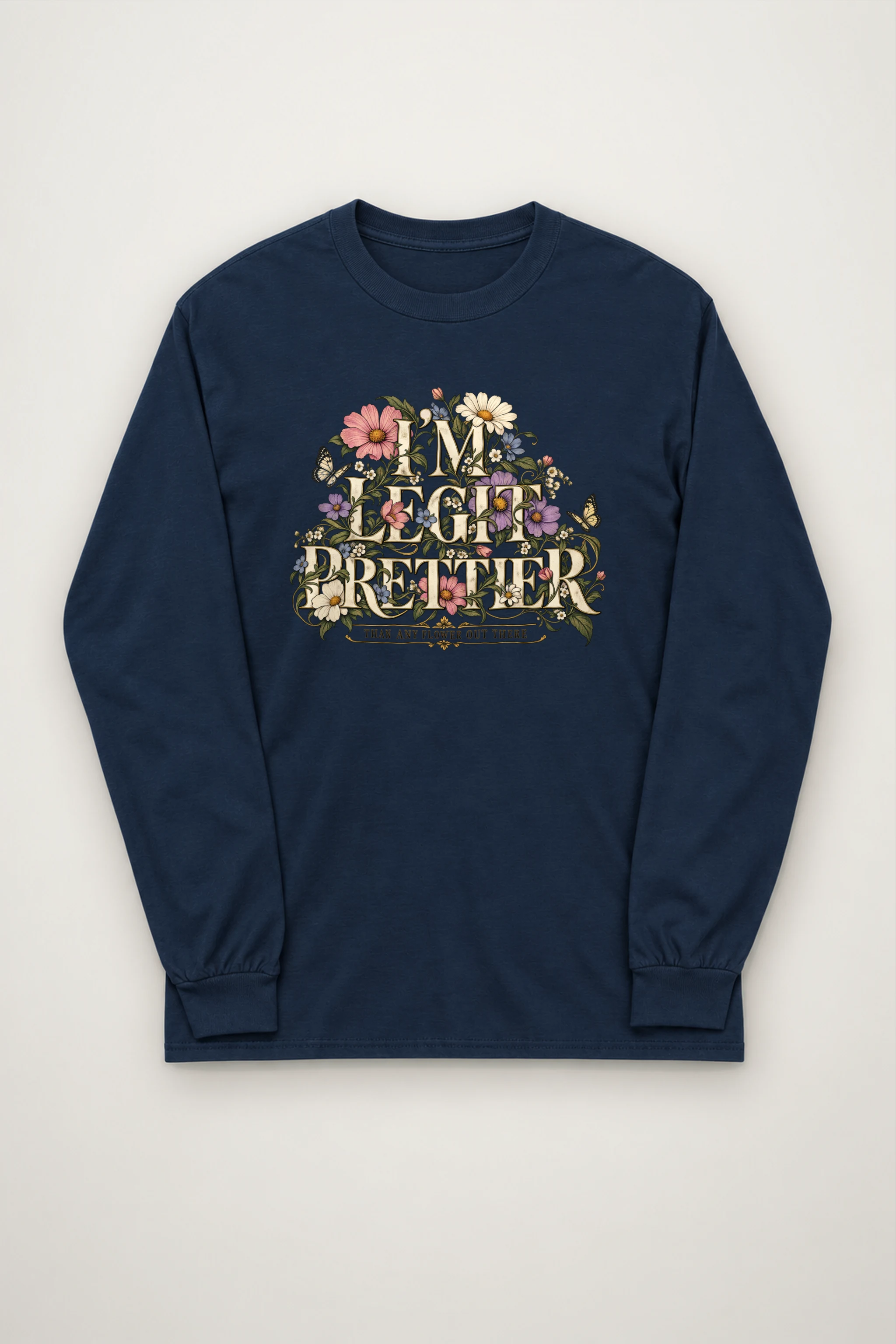 "Wildflower Butterfly Typography" Unisex Longsleeve T-shirt