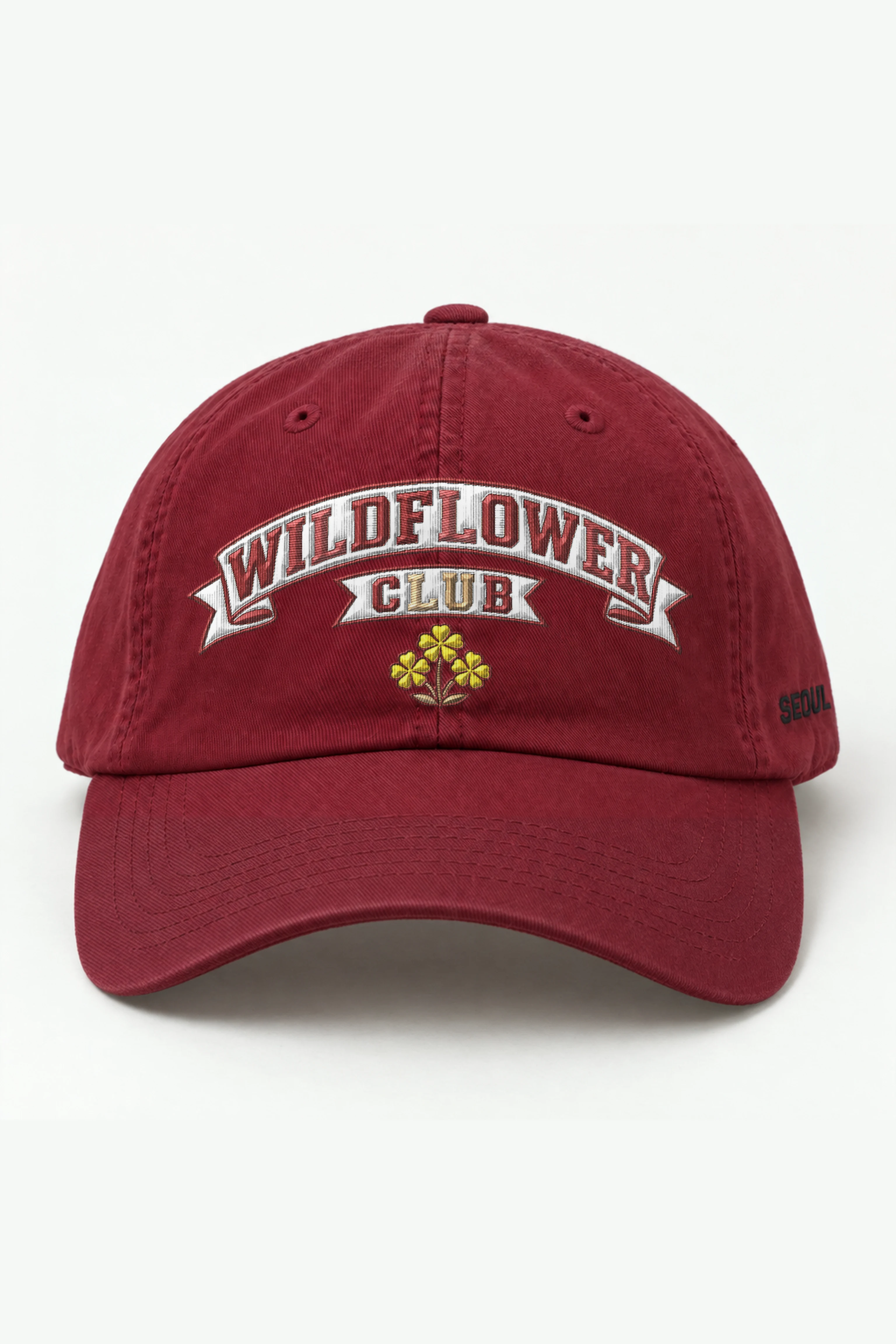 "Wildflower Club" Classic Dad Hat · Embroidered — cranberry/cap-front
