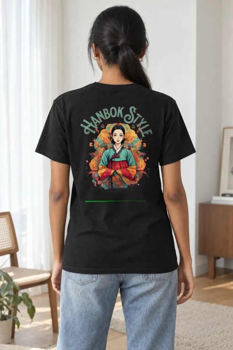 "Wildflower Hanbok Muse" Heavyweight Unisex Crewneck T-shirt | Gildan 5000