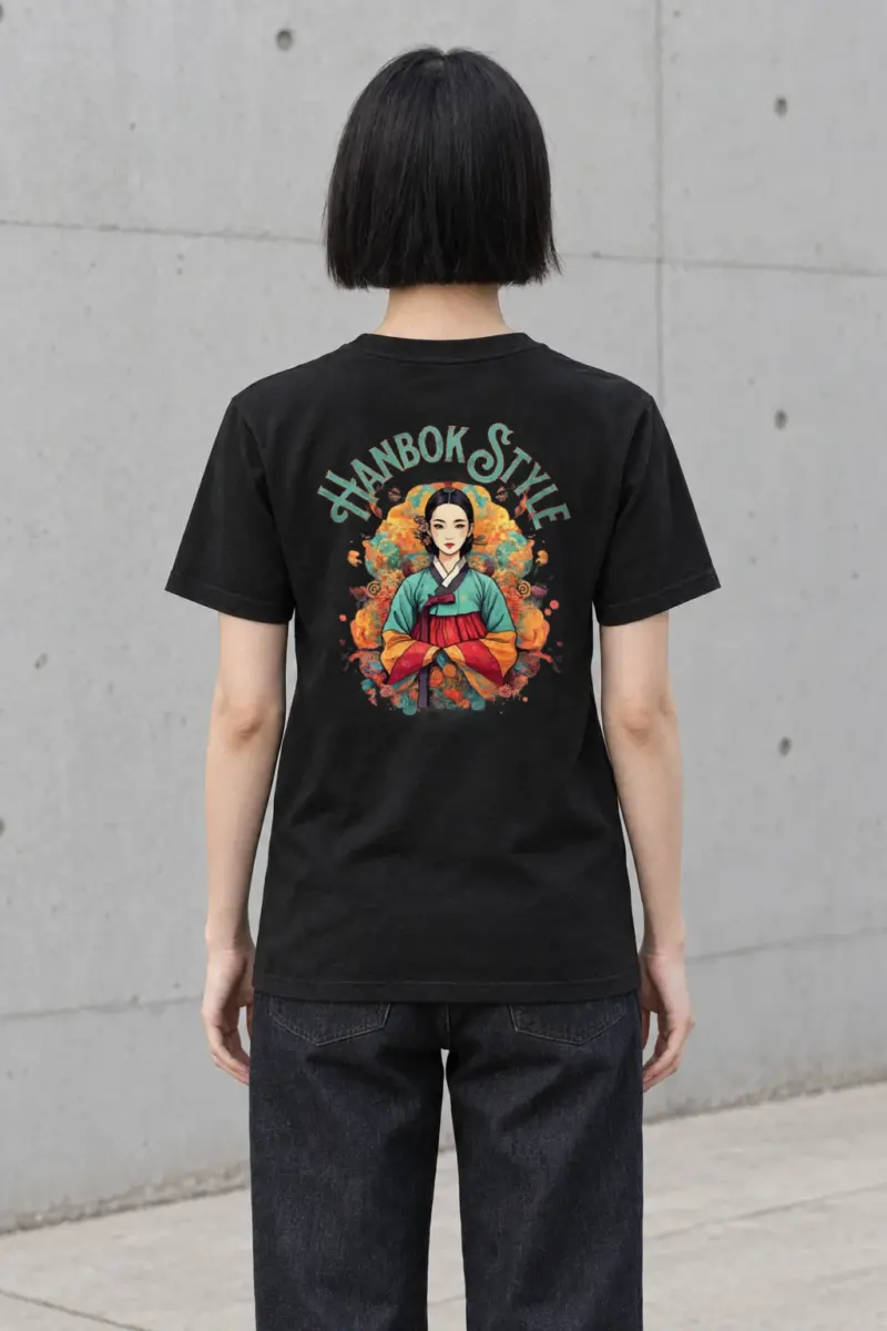 "Wildflower Hanbok Muse" Heavyweight Unisex Crewneck T-shirt | Gildan 5000