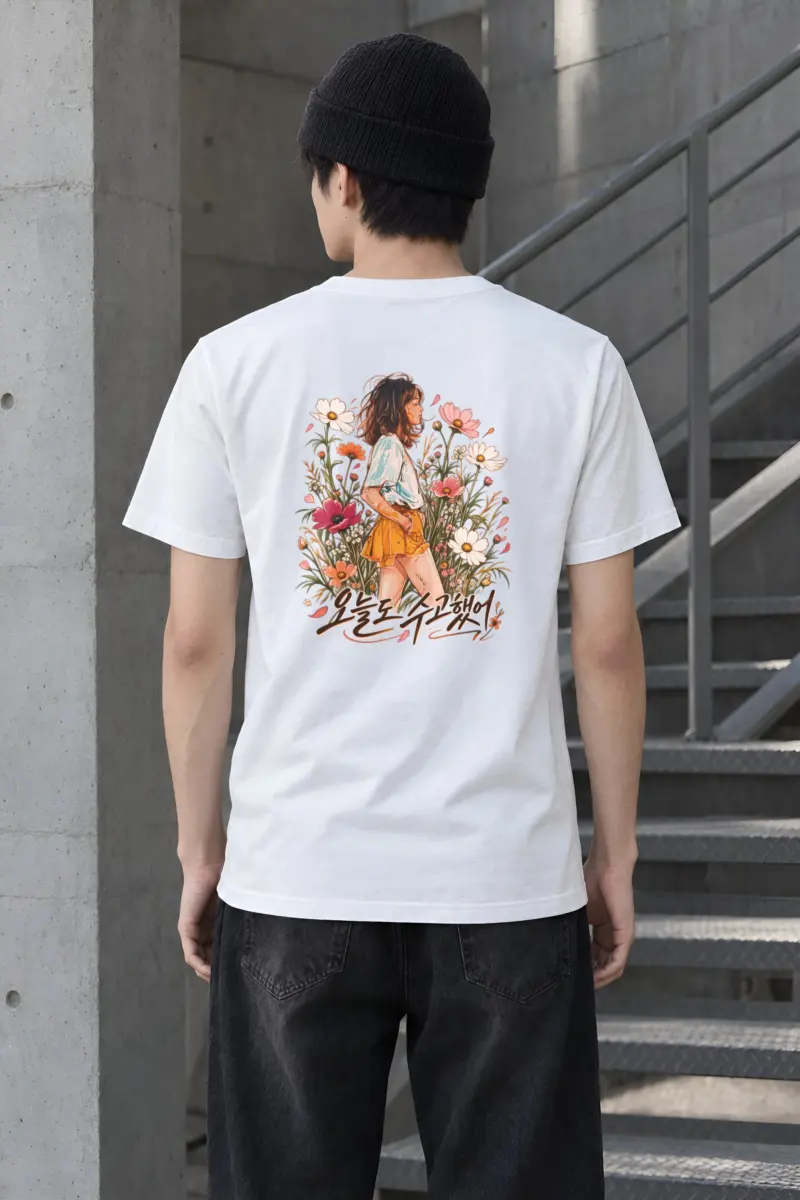 "Wildflower Pause" Heavyweight Unisex Crewneck T-shirt
