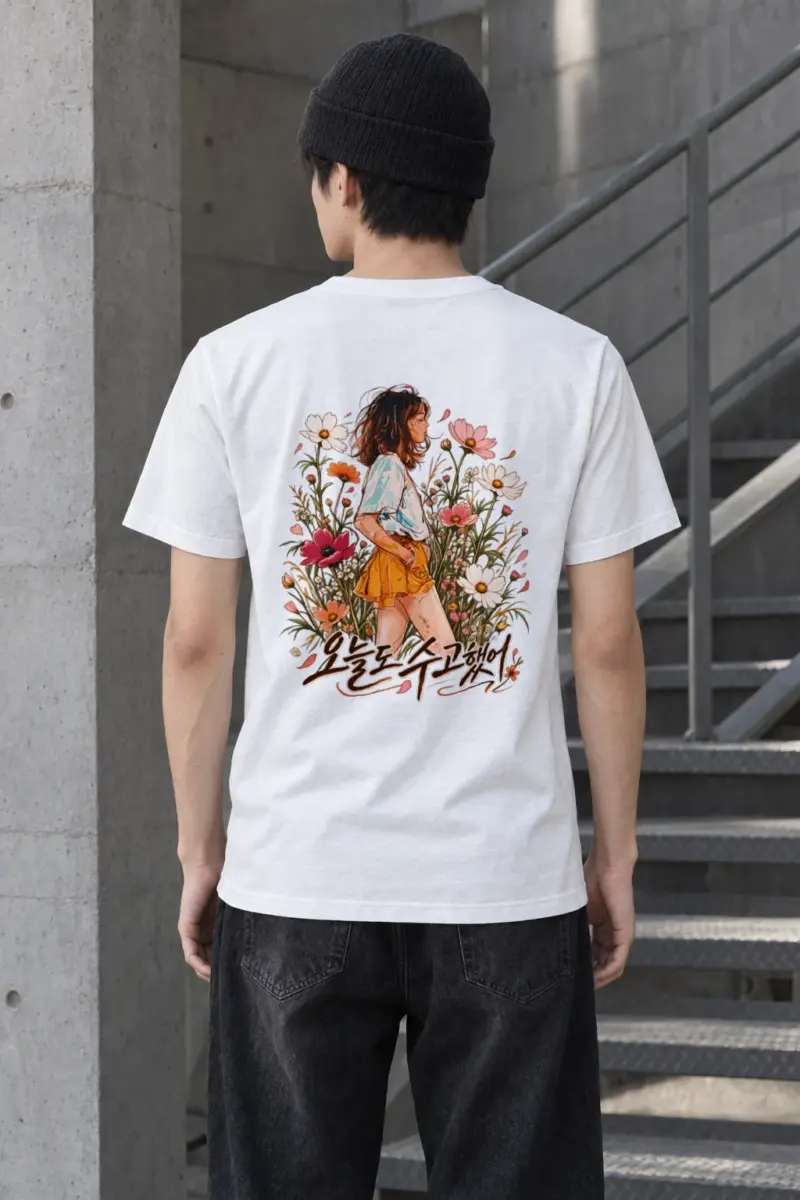 "Wildflower Pause" Heavyweight Unisex Crewneck T-shirt