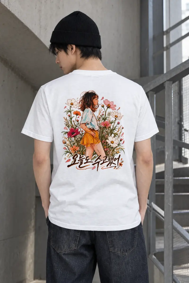 "Wildflower Pause" Heavyweight Unisex Crewneck T-shirt | Gildan 5000