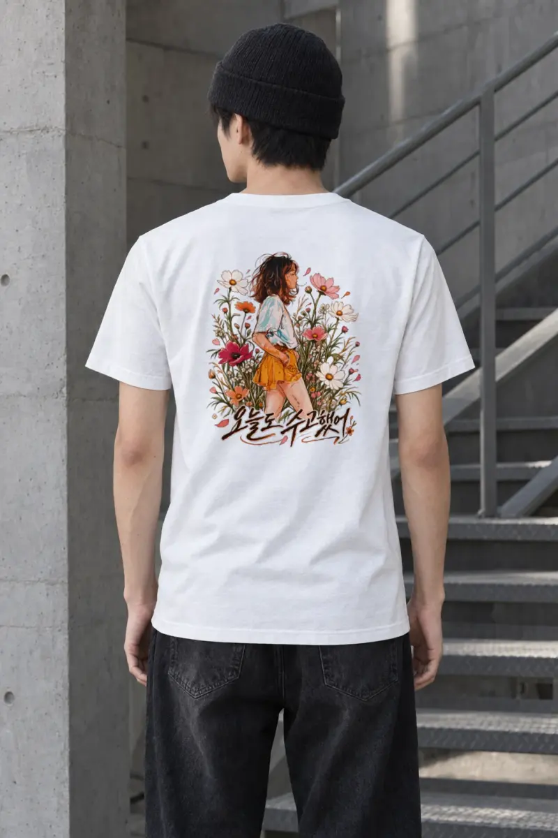 "Wildflower Pause" Heavyweight Unisex Crewneck T-shirt