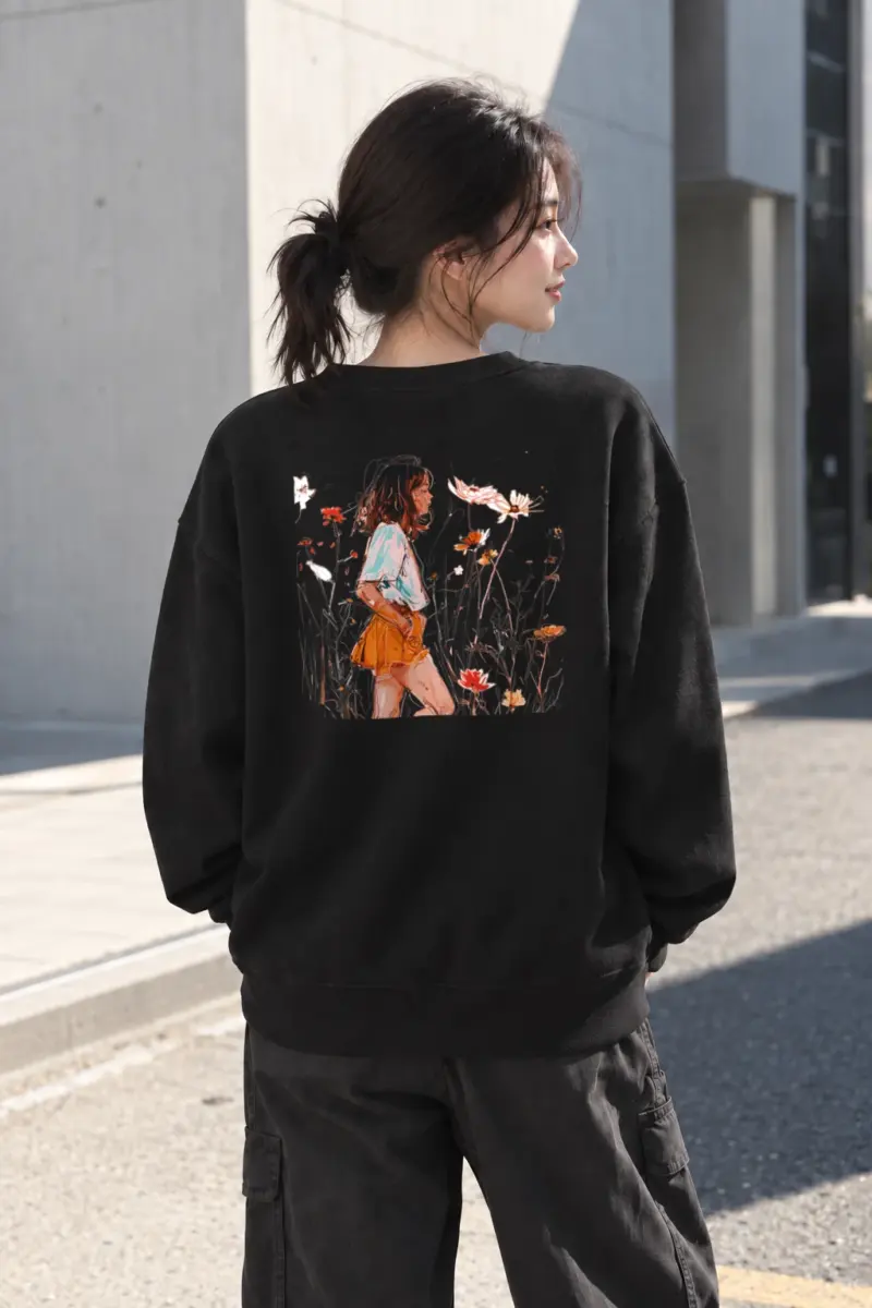 “Wildflower Profile” Heavy Blend Unisex Crewneck Sweatshirt | Gildan 18000