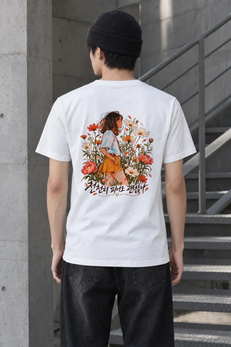 "Wildflower Stillness" Heavyweight Unisex Crewneck T-shirt
