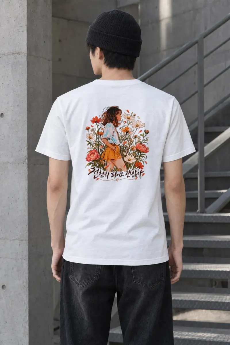 "Wildflower Stillness" Heavyweight Unisex Crewneck T-shirt