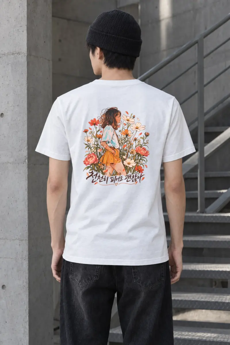 "Wildflower Stillness" Heavyweight Unisex Crewneck T-shirt
