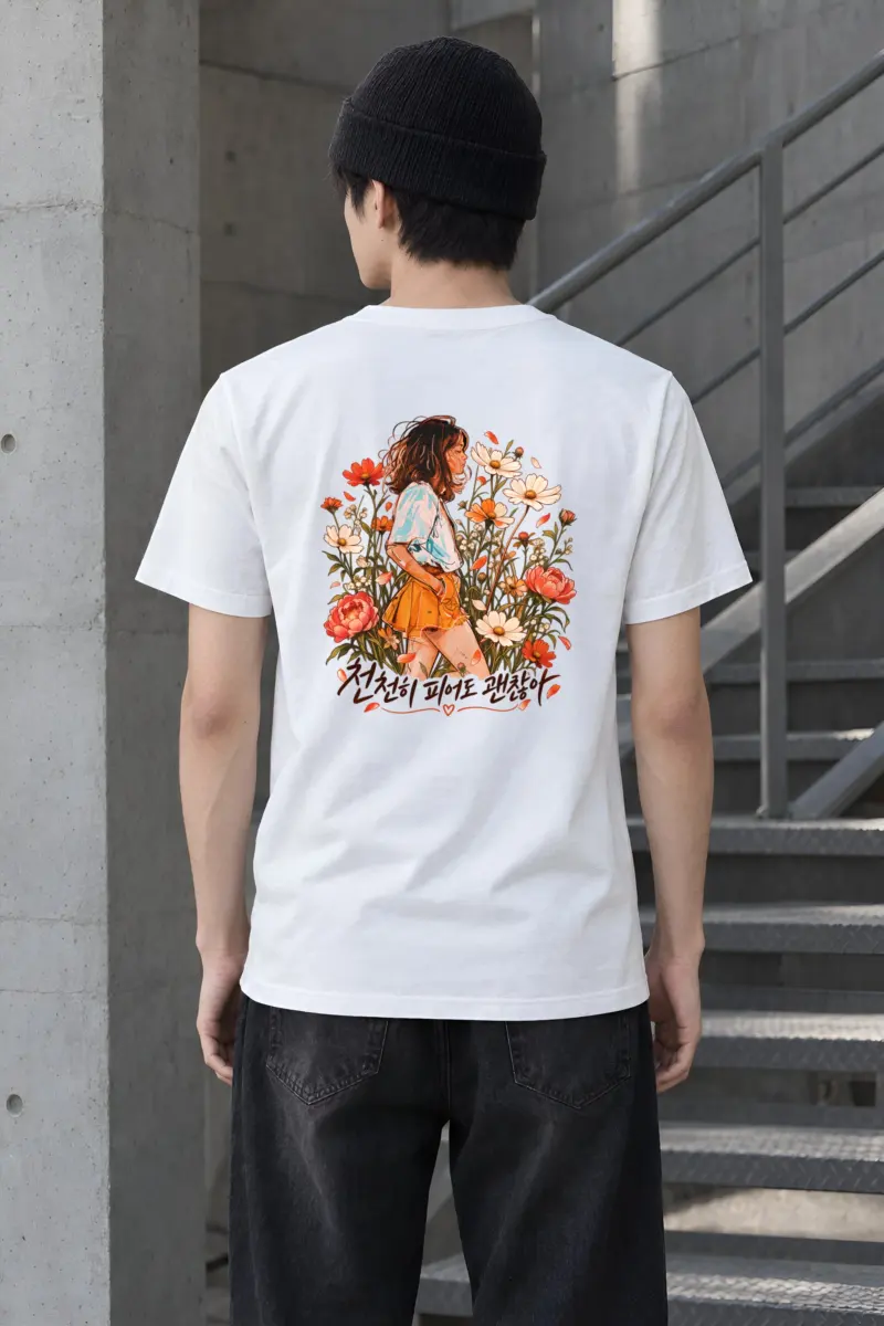 "Wildflower Stillness" Heavyweight Unisex Crewneck T-shirt
