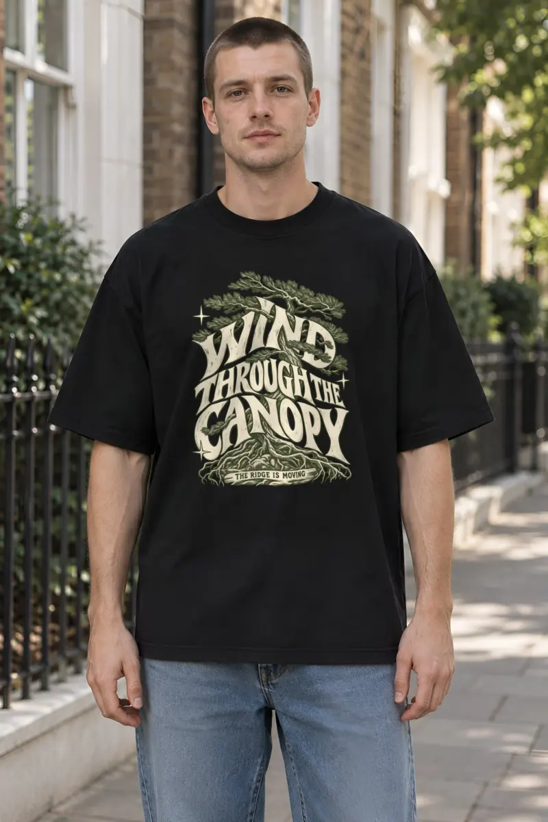 "Wind Through the Canopy" Unisex Oversized Heavyweight Crewneck T-Shirt