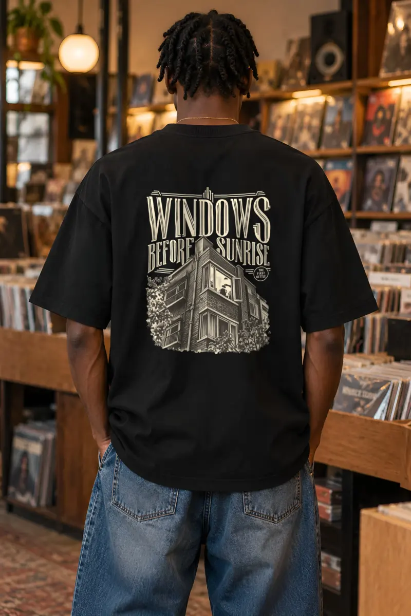 "Windows Before Sunrise" Unisex Oversized Heavyweight Crewneck T-Shirt