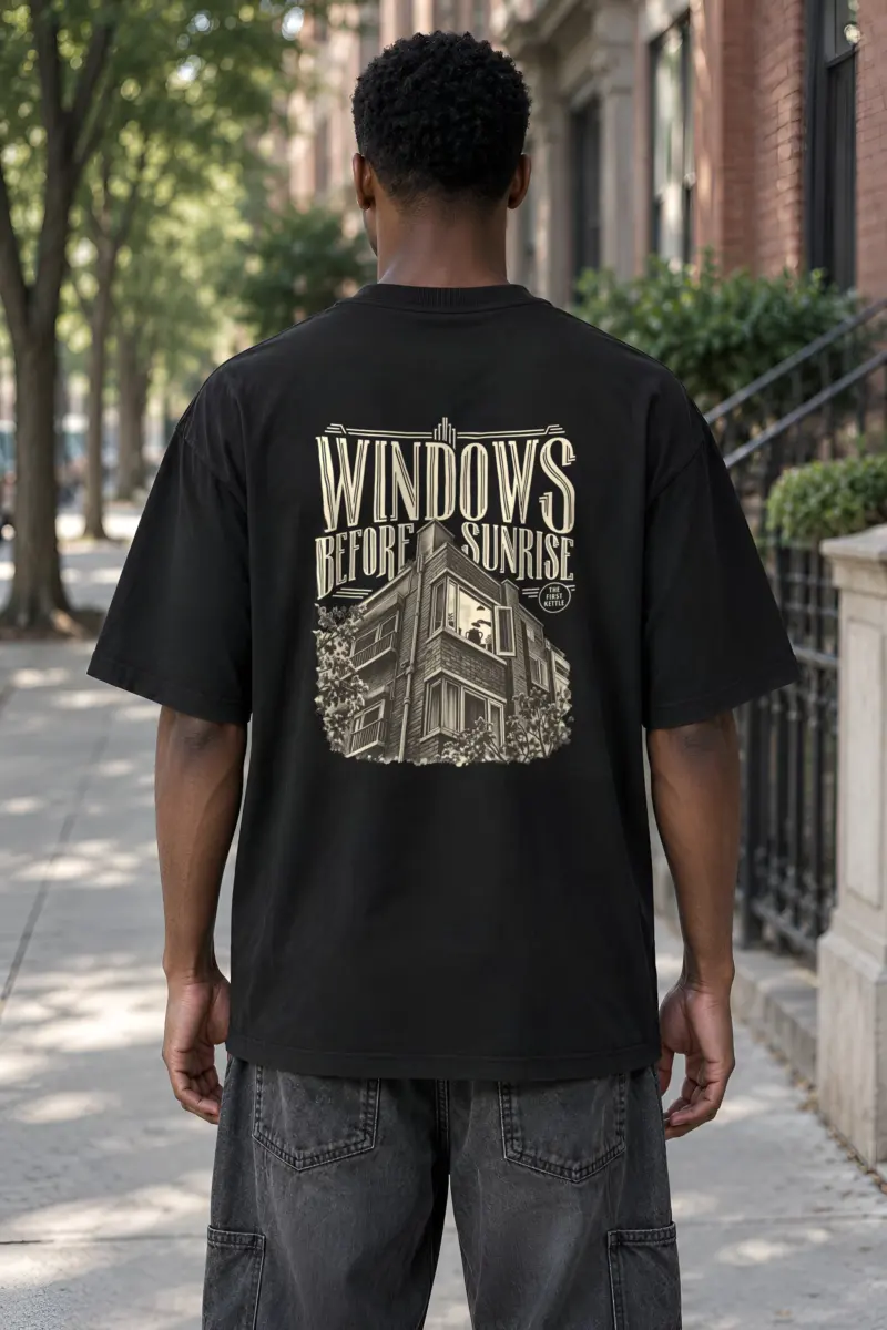 "Windows Before Sunrise" Men's Oversized Heavyweight Crewneck T-Shirt