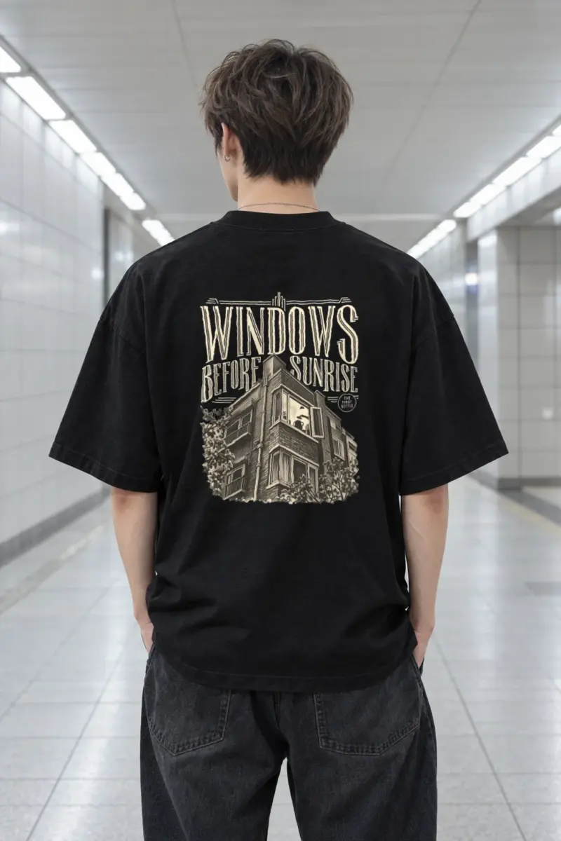 "Windows Before Sunrise" Men's Oversized Heavyweight Crewneck T-Shirt