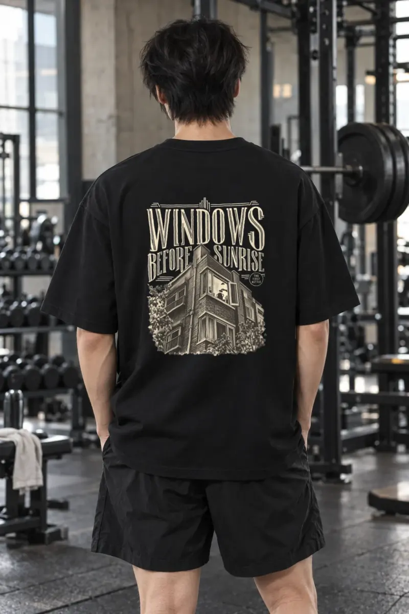 “Windows Before Sunrise” Men’s Oversized Heavyweight Crewneck T-Shirt