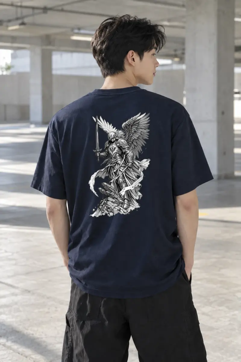 "Winged Angel Warrior" Heavyweight Unisex Crewneck T-shirt | Gildan 5000