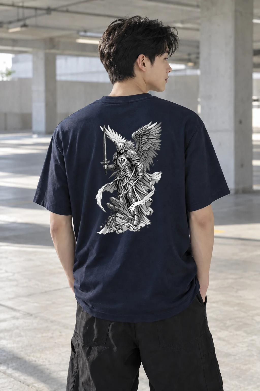"Winged Angel Warrior" Heavyweight Unisex Crewneck T-shirt | Gildan 5000