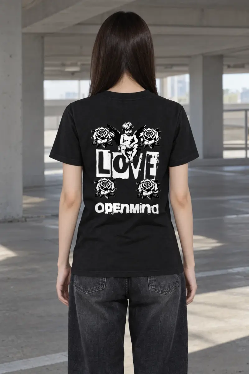 "Winged Cherub Roses" Heavyweight Unisex Crewneck T-shirt