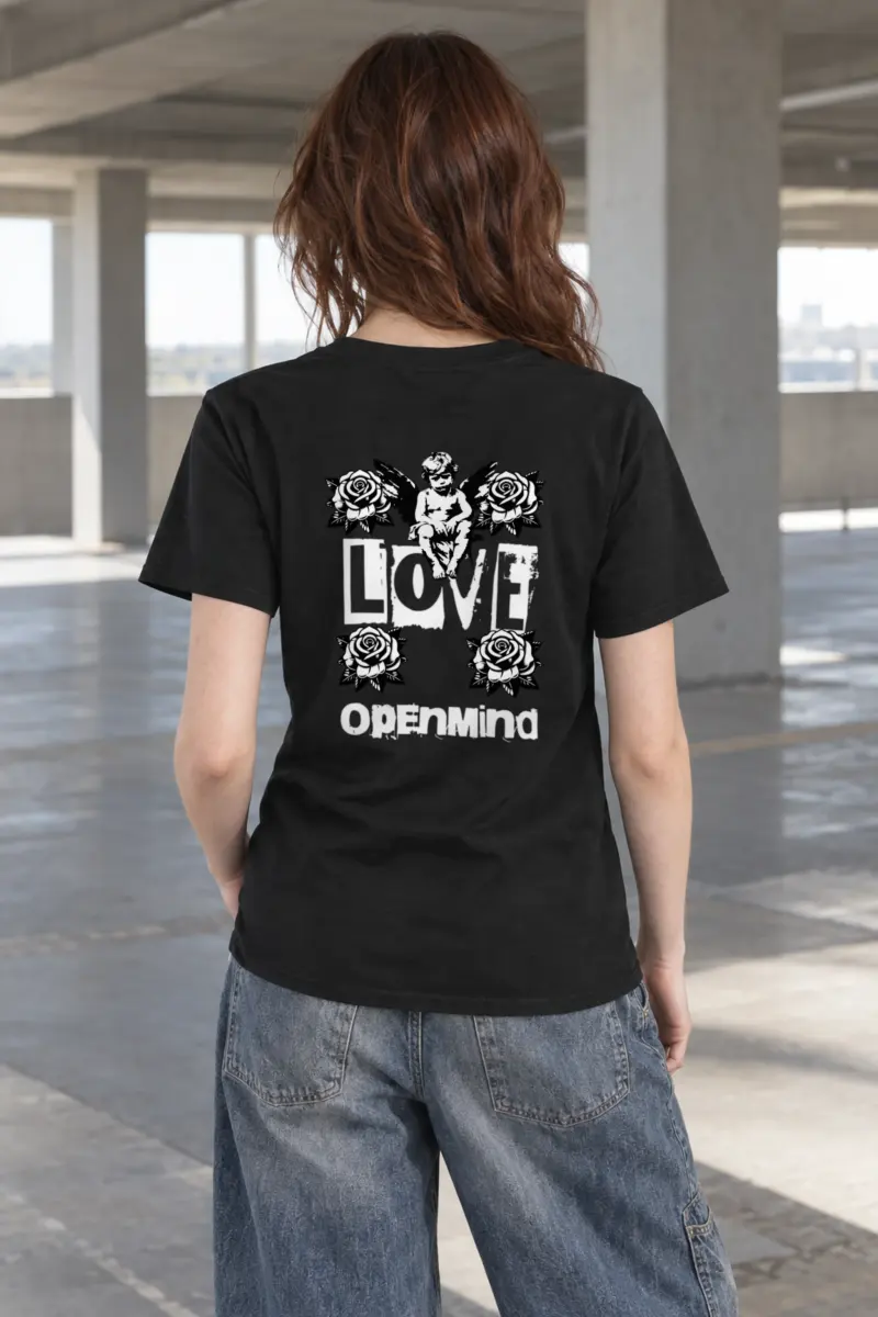 "Winged Cherub Roses" Heavyweight Unisex Crewneck T-shirt
