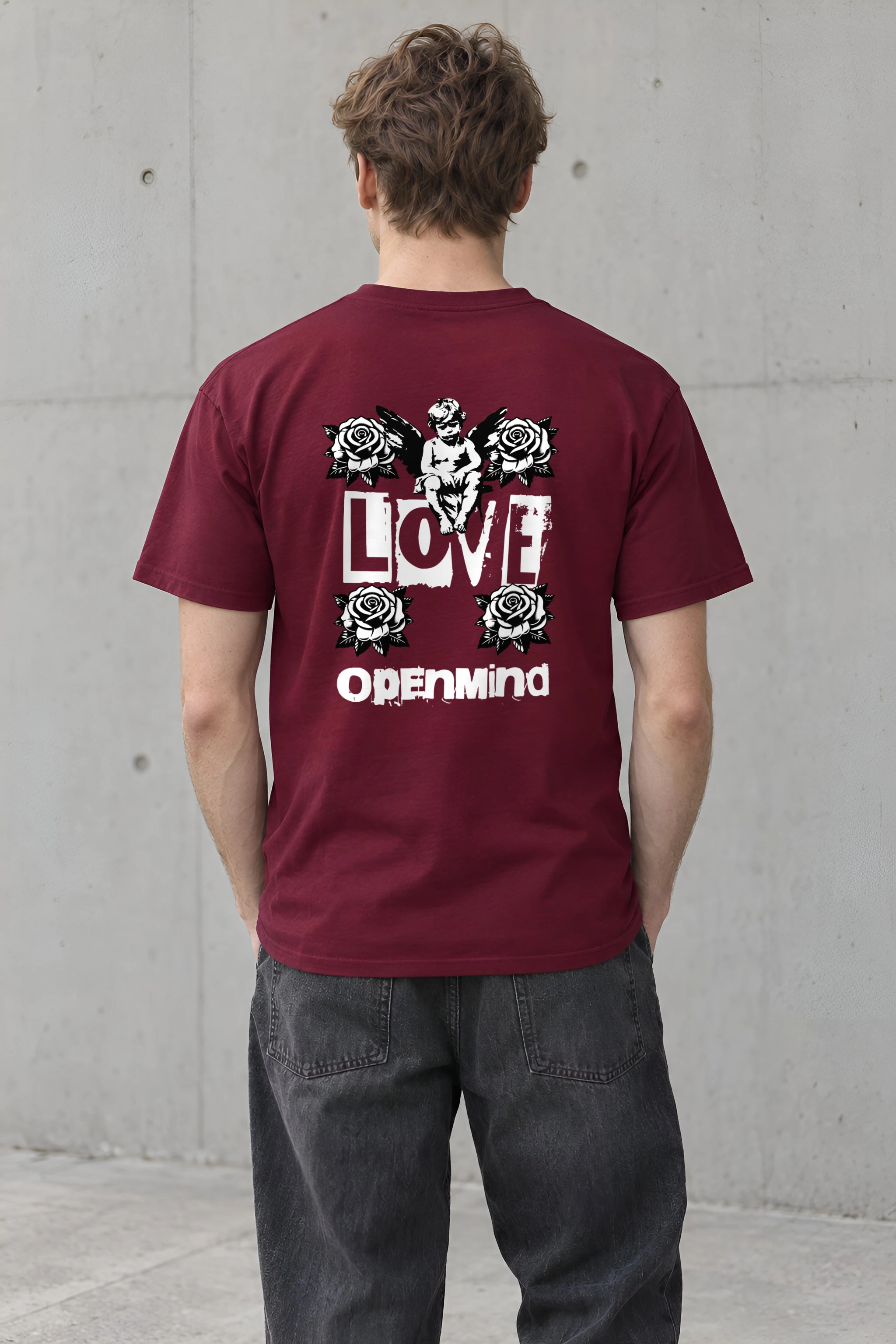 "Winged Cherub Roses" Heavyweight Unisex Crewneck T-shirt