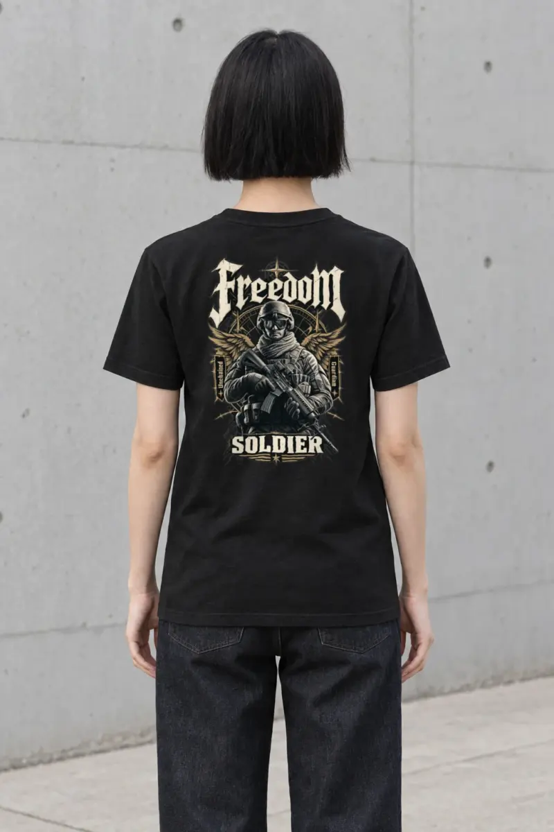 "Winged Freedom Soldier" Heavyweight Unisex Crewneck T-shirt | Gildan 5000