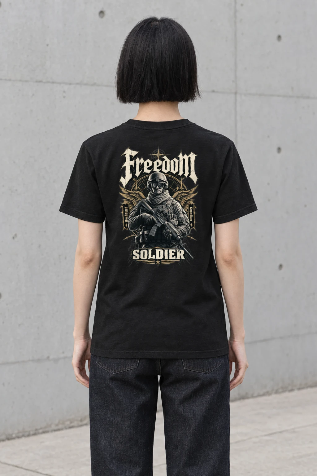 "Winged Freedom Soldier" Heavyweight Unisex Crewneck T-shirt | Gildan 5000