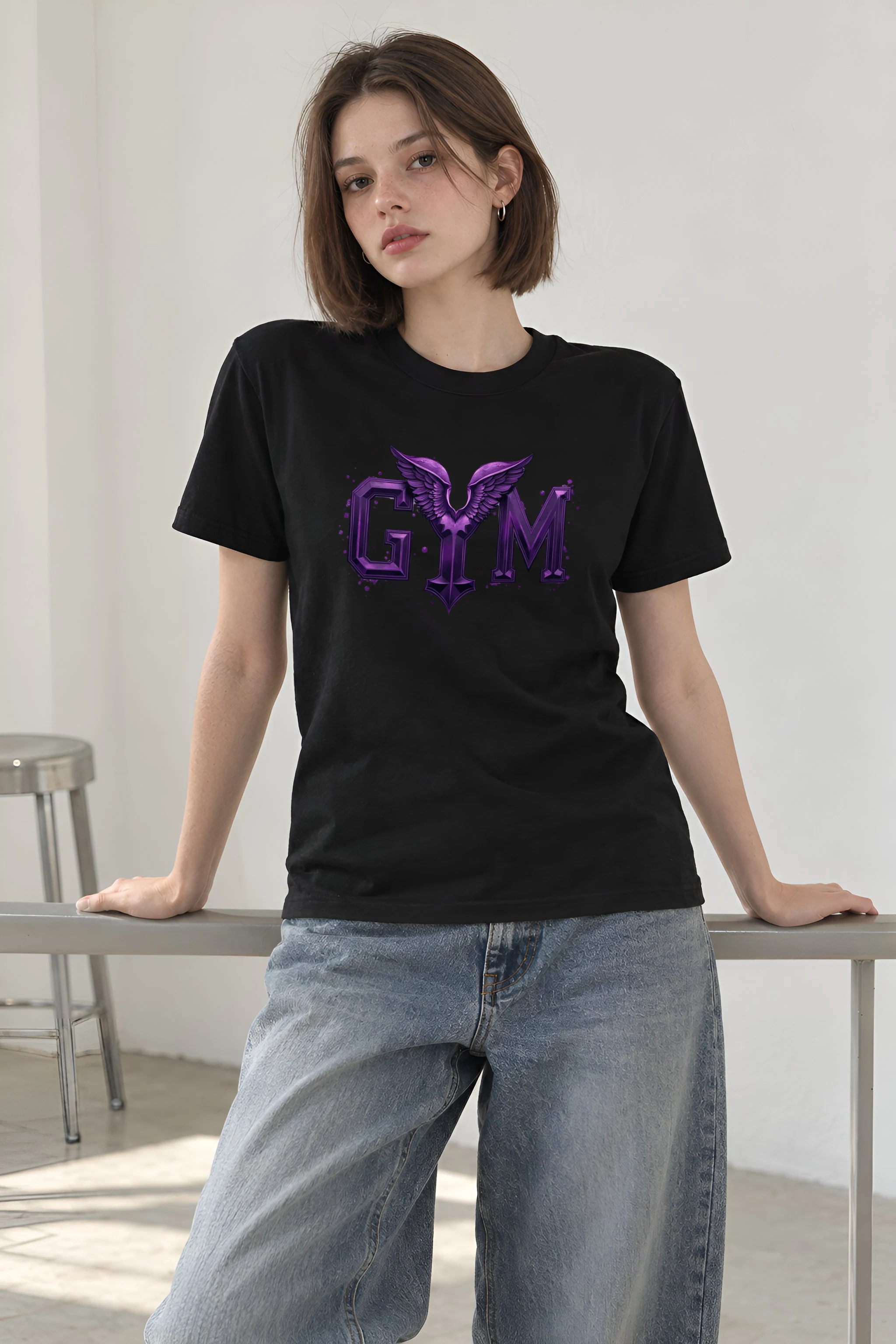 "Winged Gym Gothic" Heavyweight Unisex Crewneck T-shirt